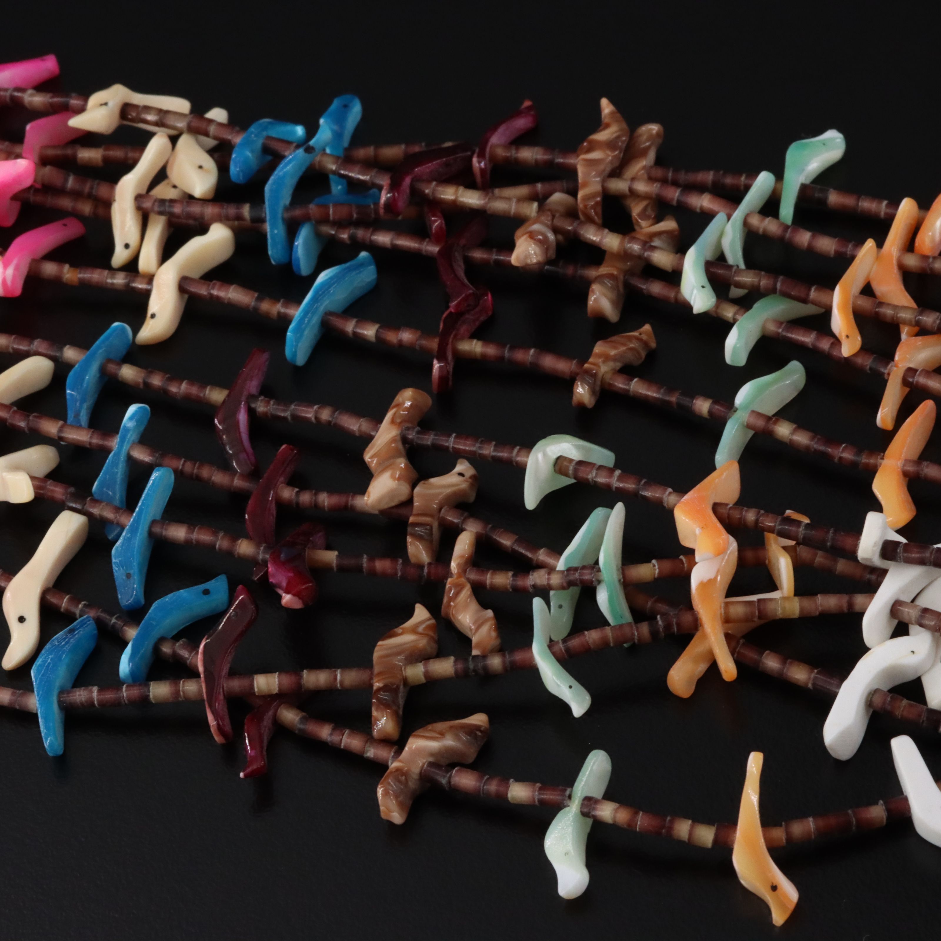 Multi-Strand Fetish Necklace Including Mother-of-Pearl and Shell