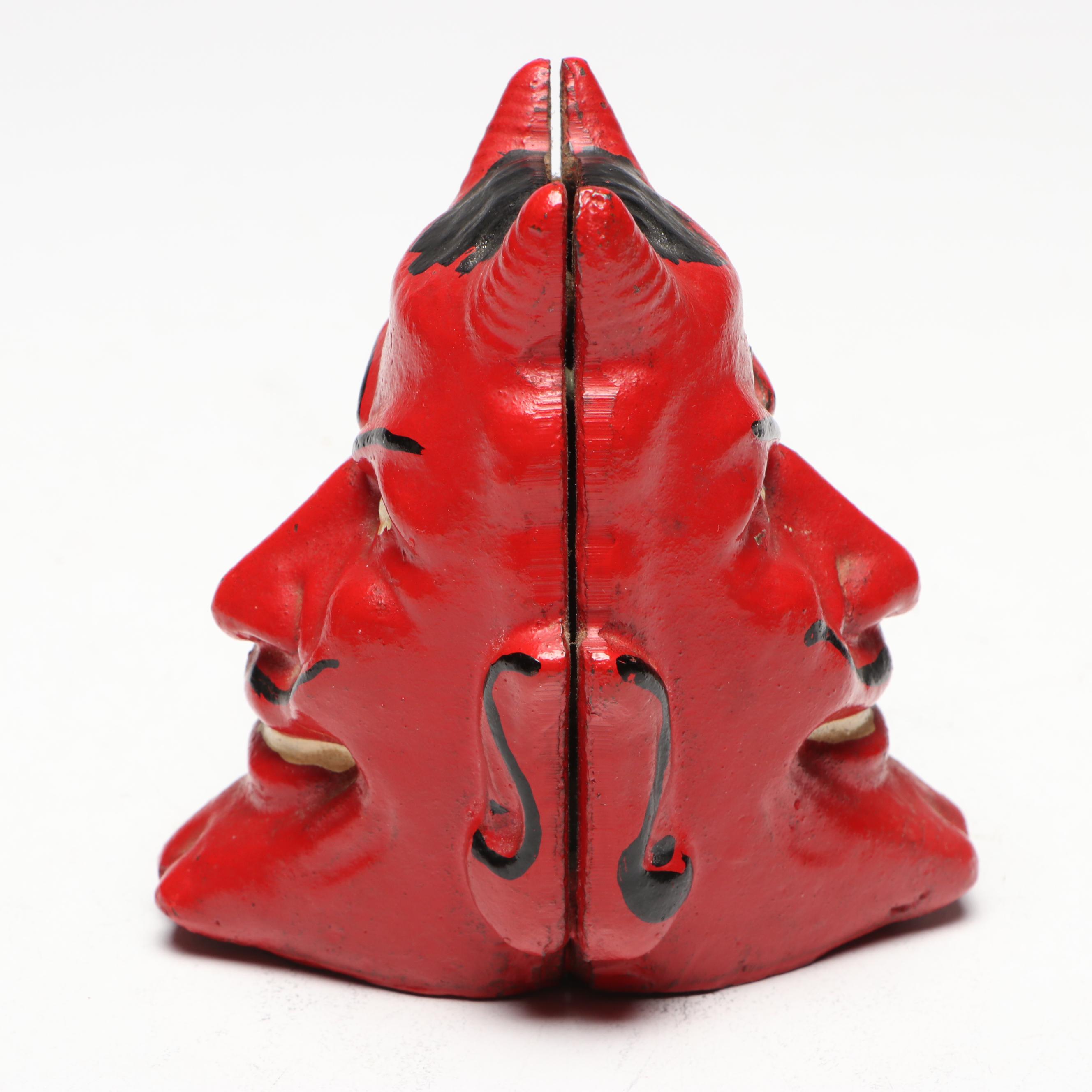 Double-Sided Painted Cast Iron Devil Coin Bank, 20th Century
