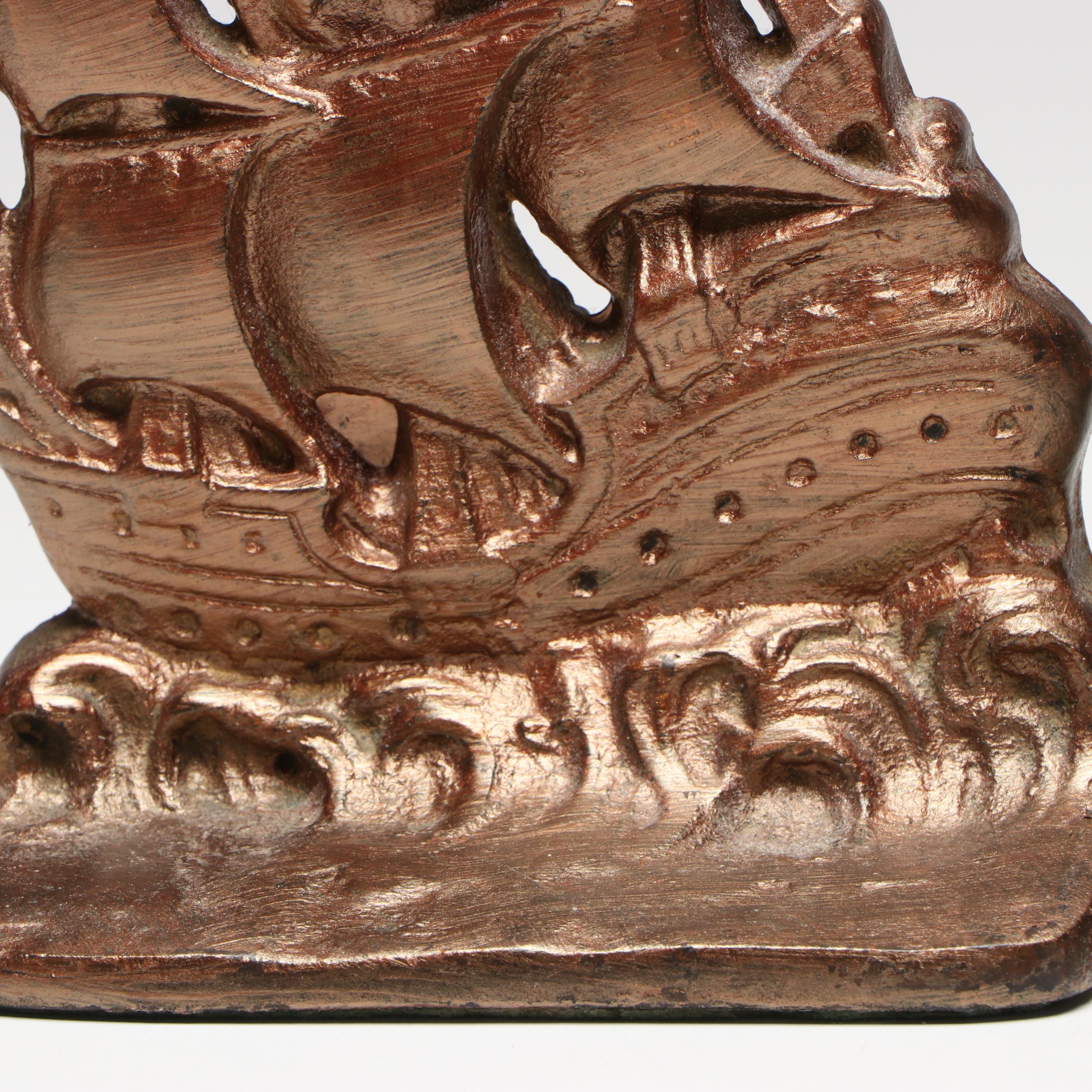 Galleon Style Ship Cast Iron Bookends