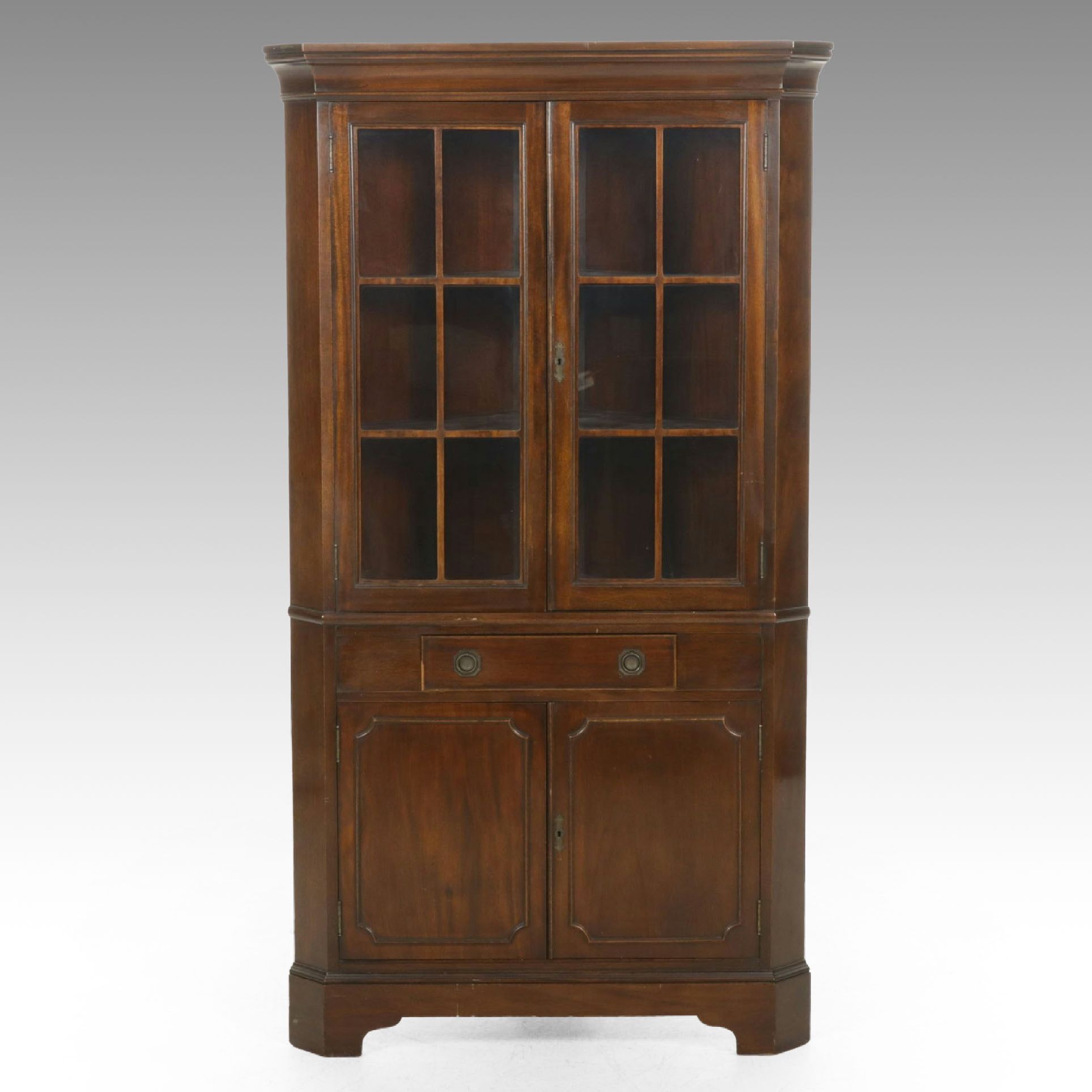 Brandt Federal Style Mahogany Corner Display Cabinet