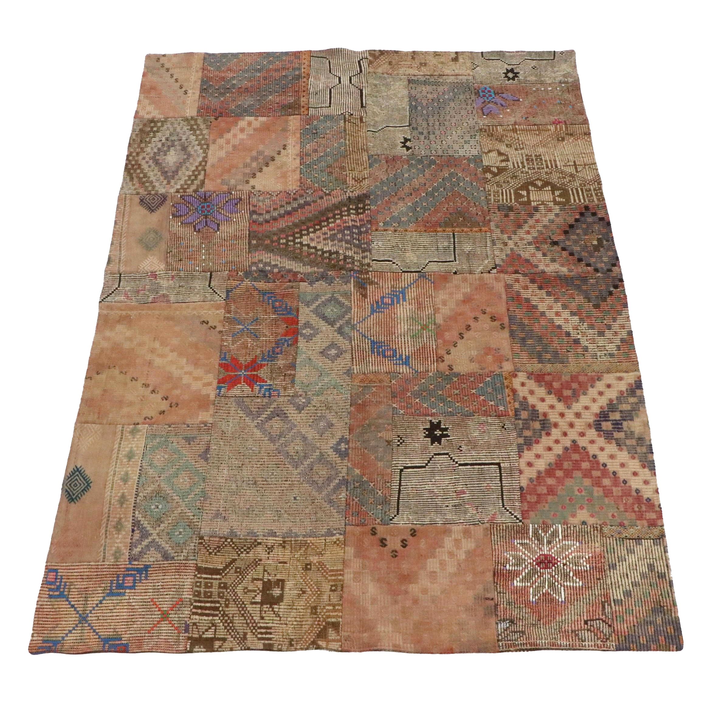 6'8 x 9'10 Handmade Turkish Patchwork Area Rug