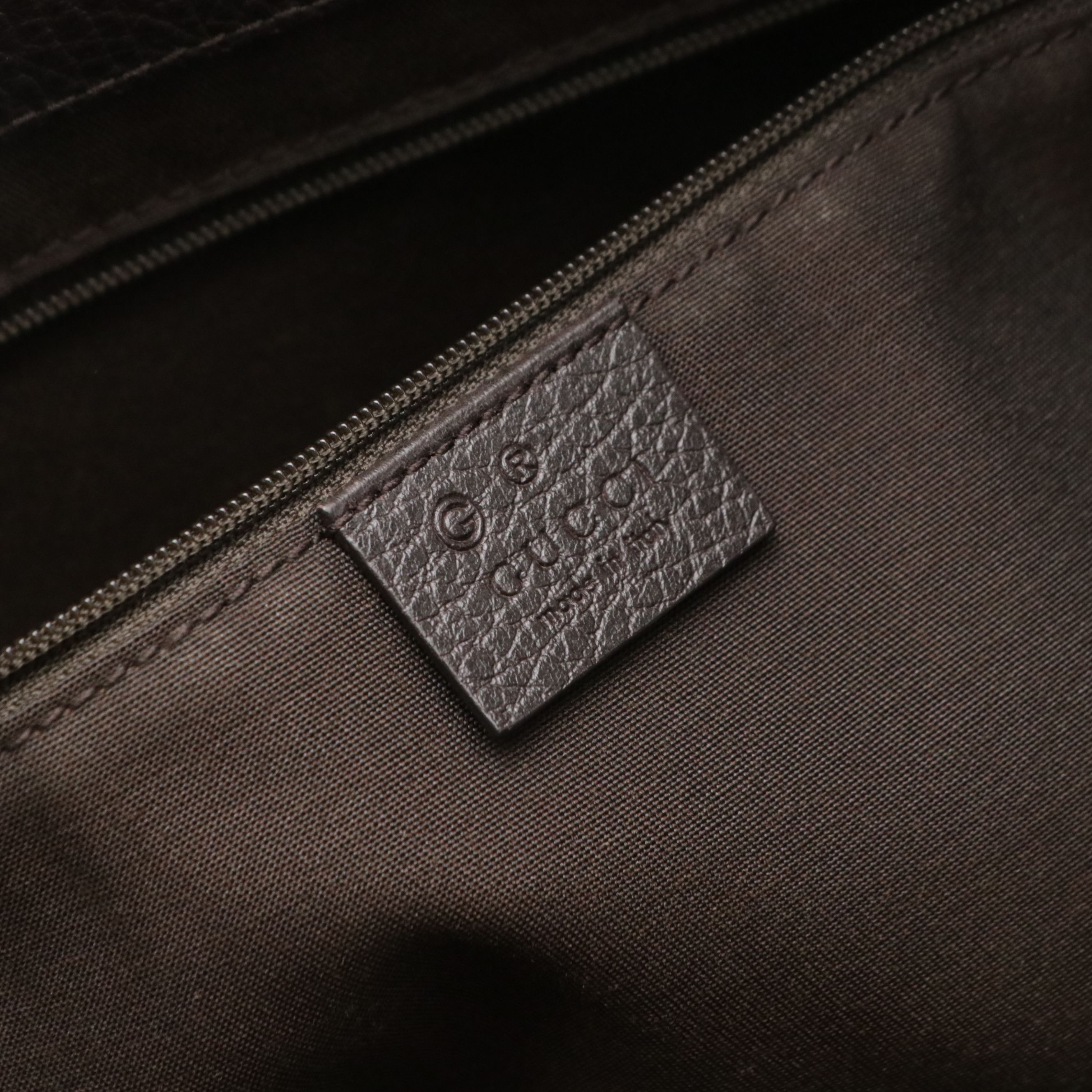 Gucci Abbey D-Ring Shoulder Bag in GG Crystal Canvas and Brown Leather