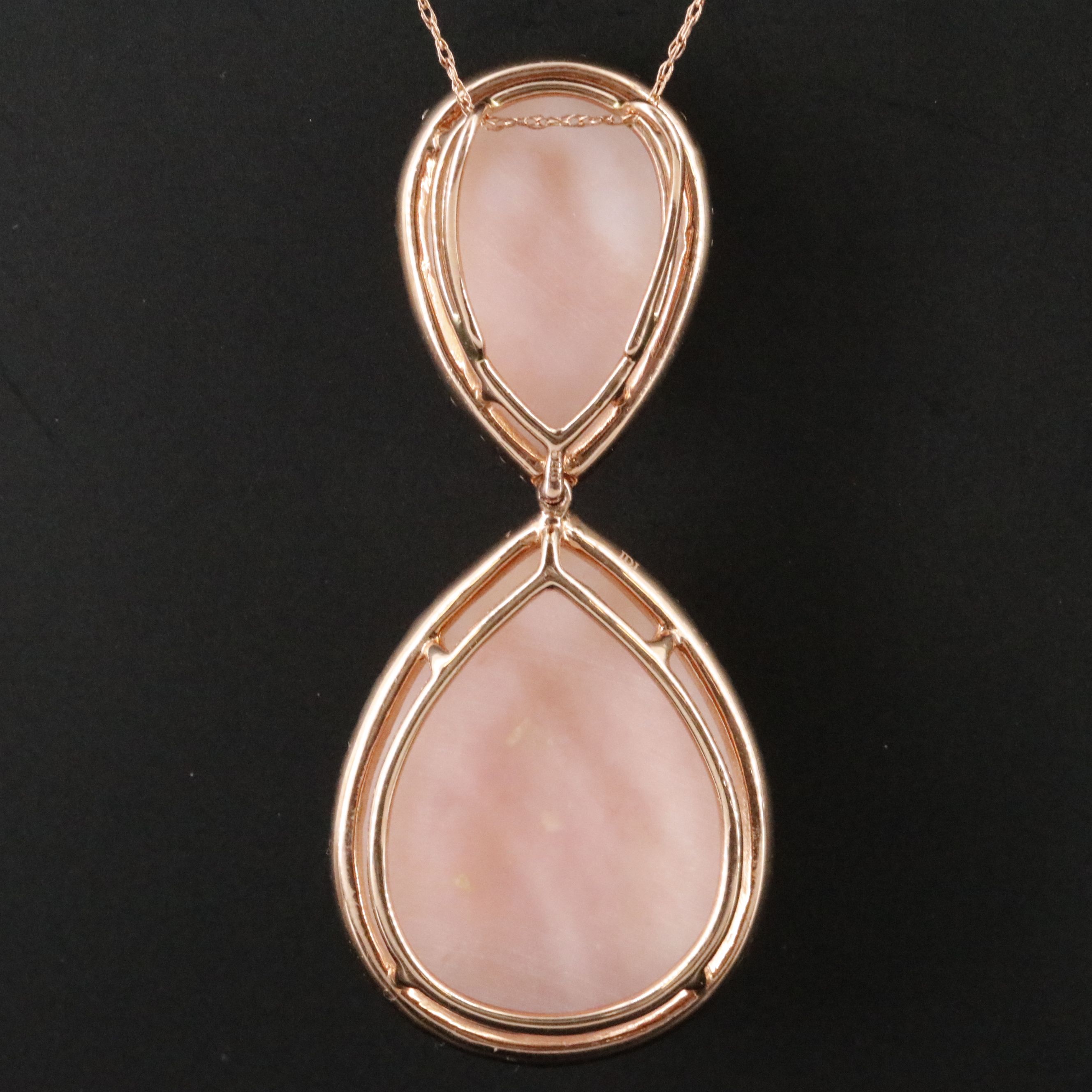 14K Rose Gold Opal and Diamond Pendant on 10K Rose Gold Chain Necklace