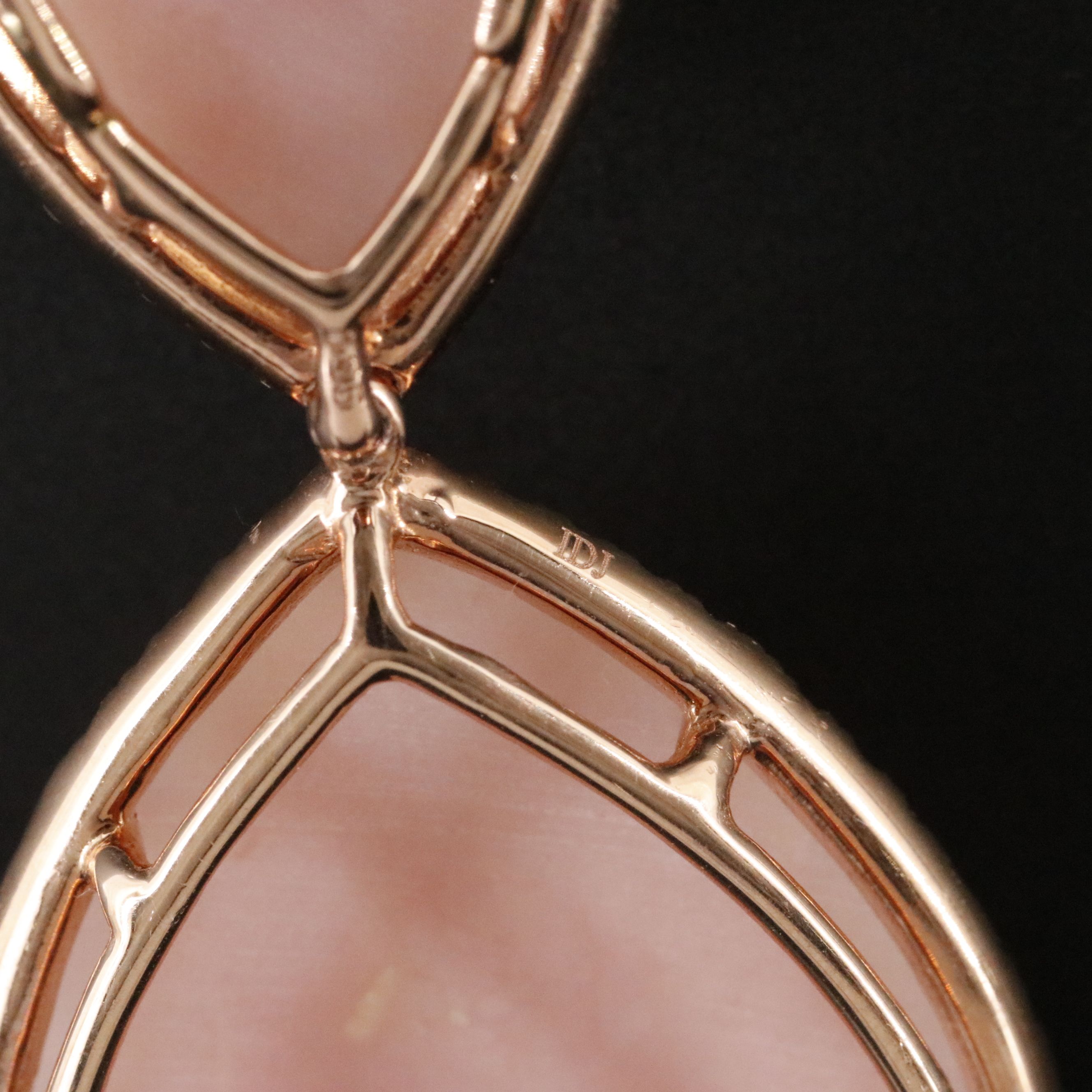 14K Rose Gold Opal and Diamond Pendant on 10K Rose Gold Chain Necklace