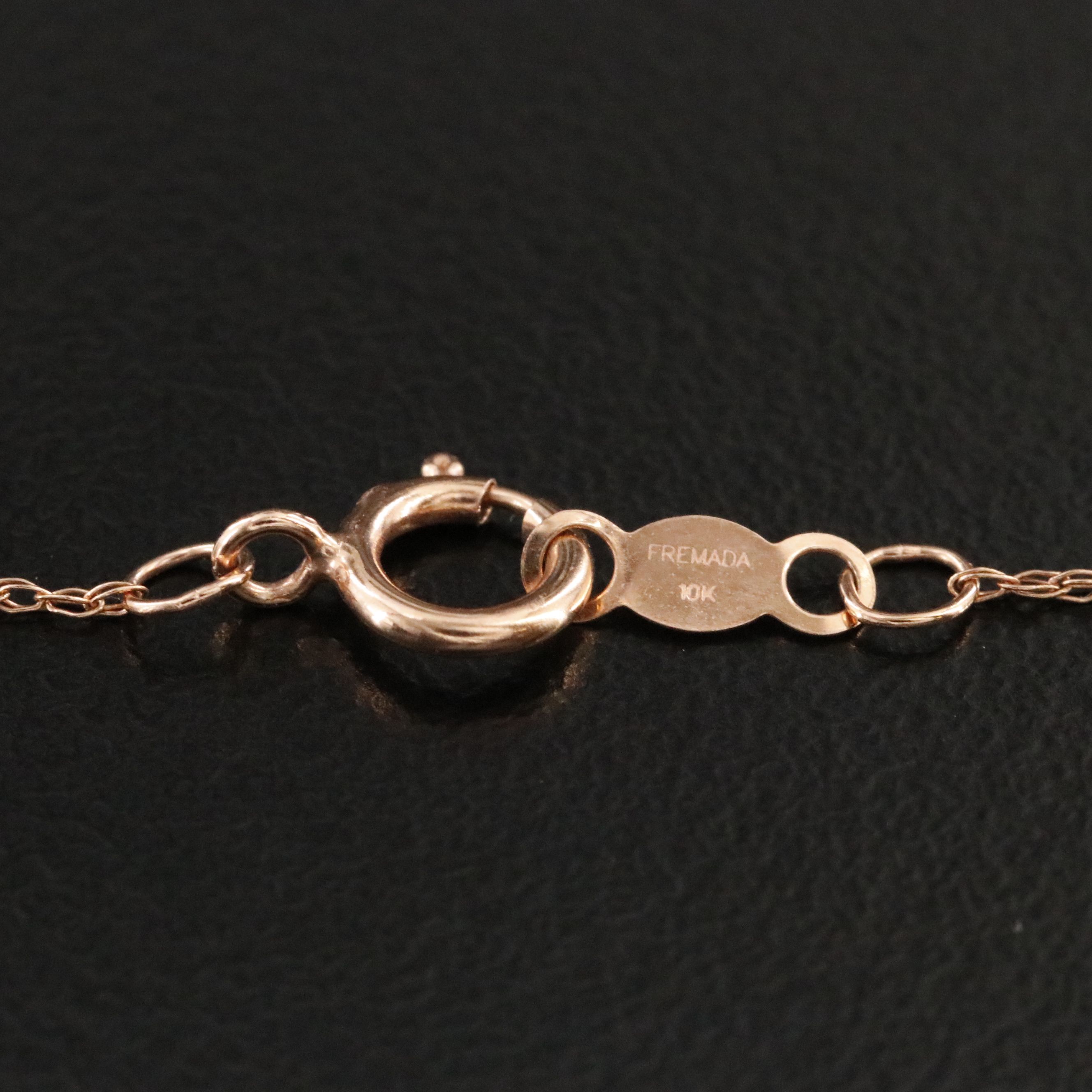 14K Rose Gold Opal and Diamond Pendant on 10K Rose Gold Chain Necklace