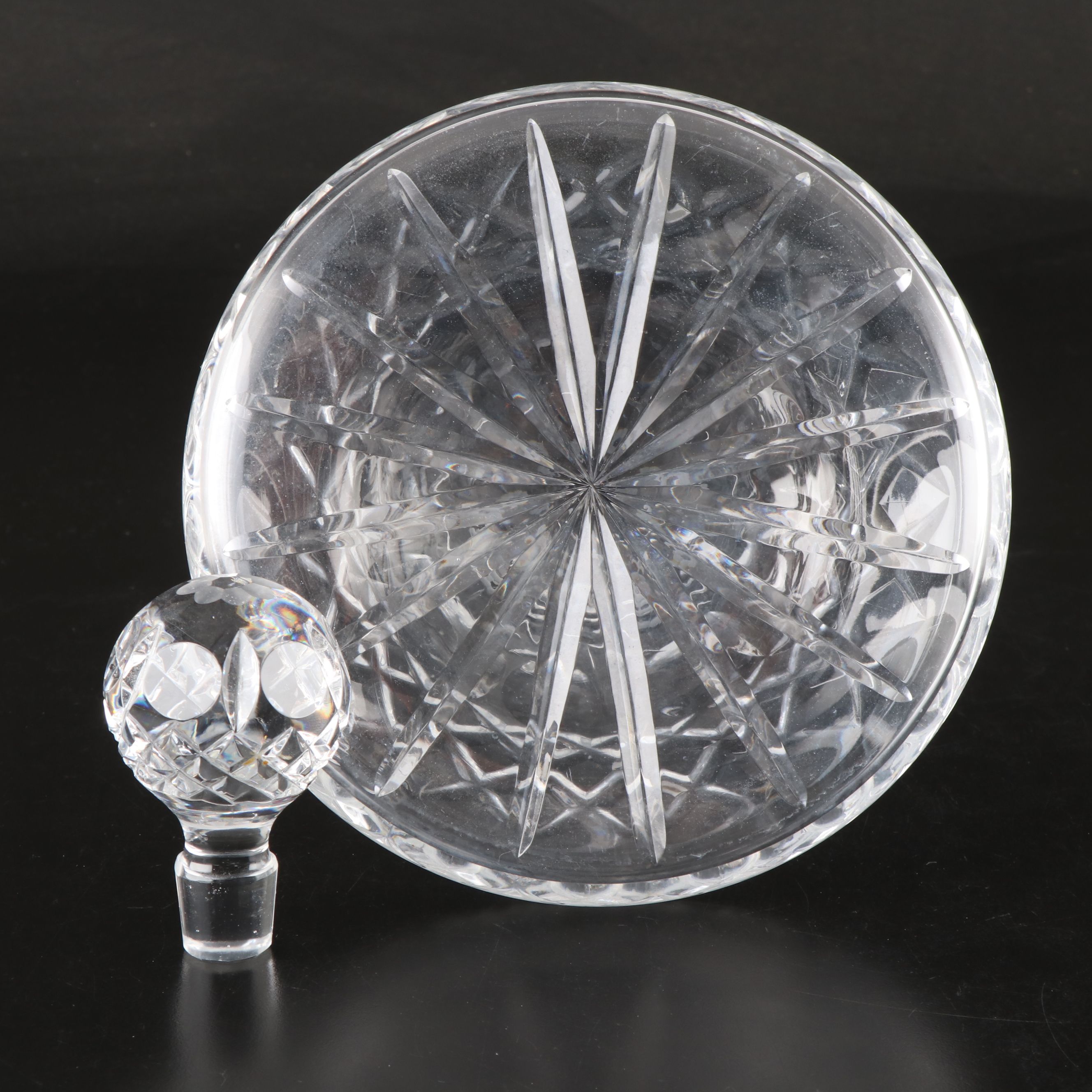 Crystal Ship's Decanter with Etched Flowers