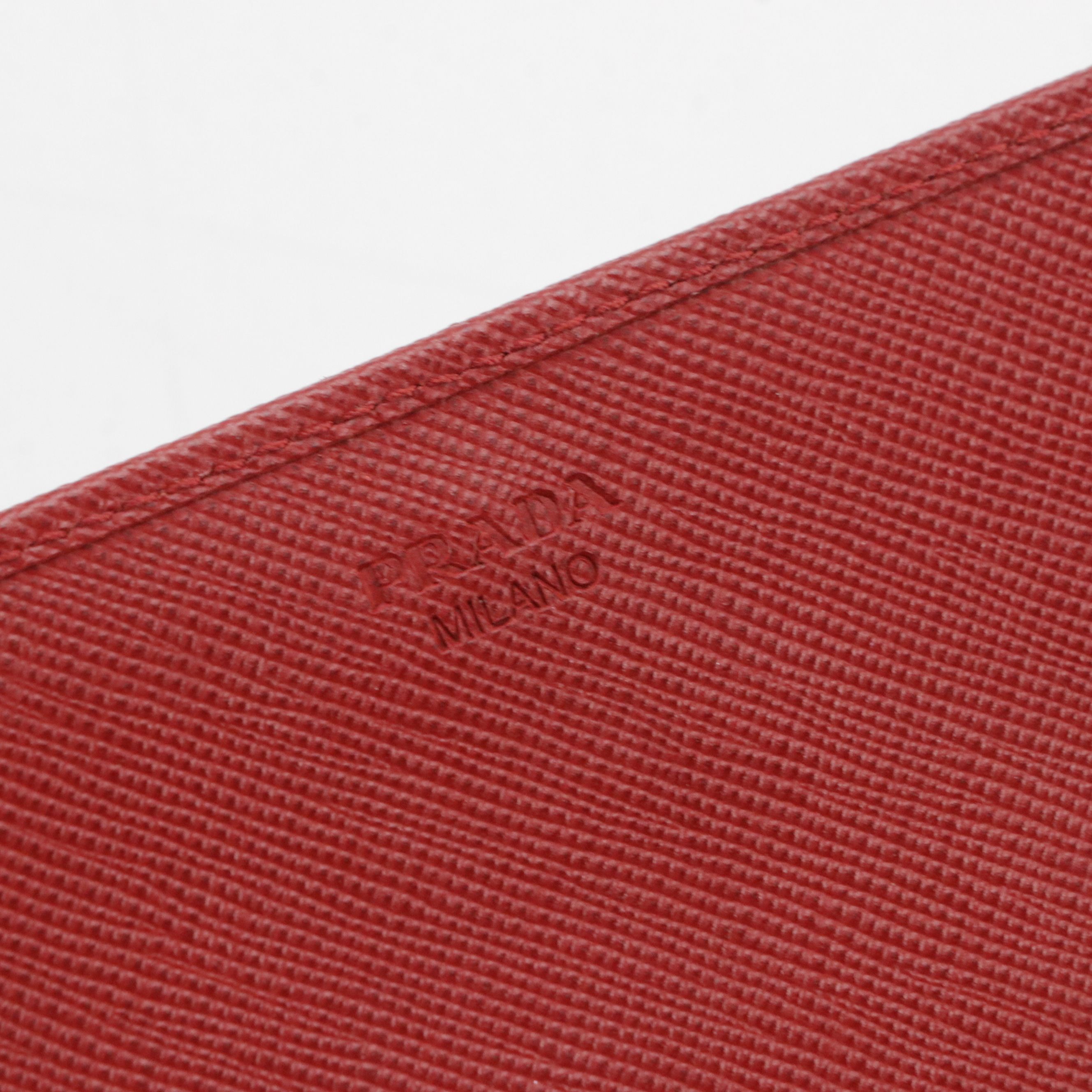 Prada Flap Wallet with Strap 1M1437 in Fuoco Saffiano Leather