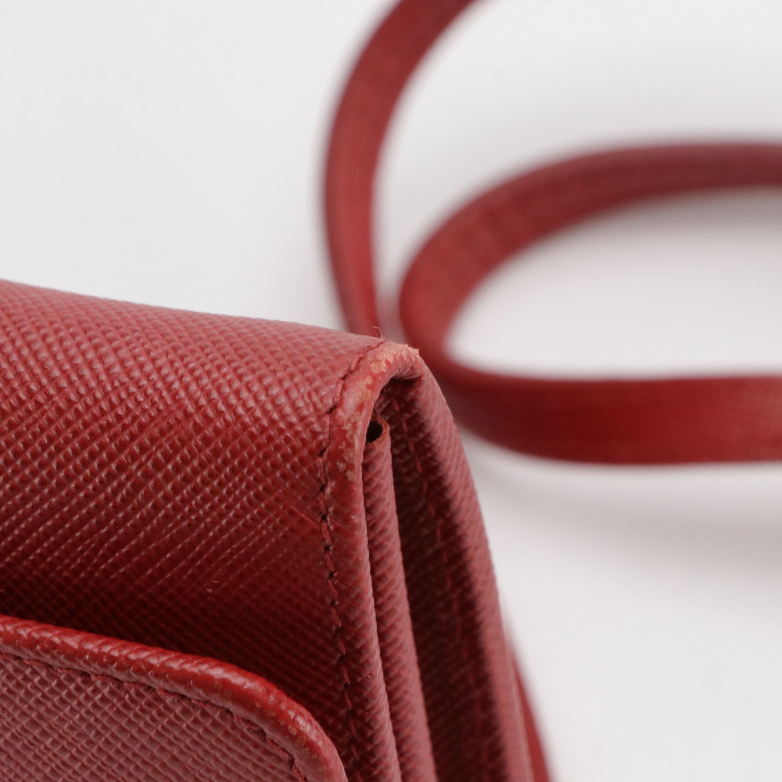 Prada Flap Wallet with Strap 1M1437 in Fuoco Saffiano Leather