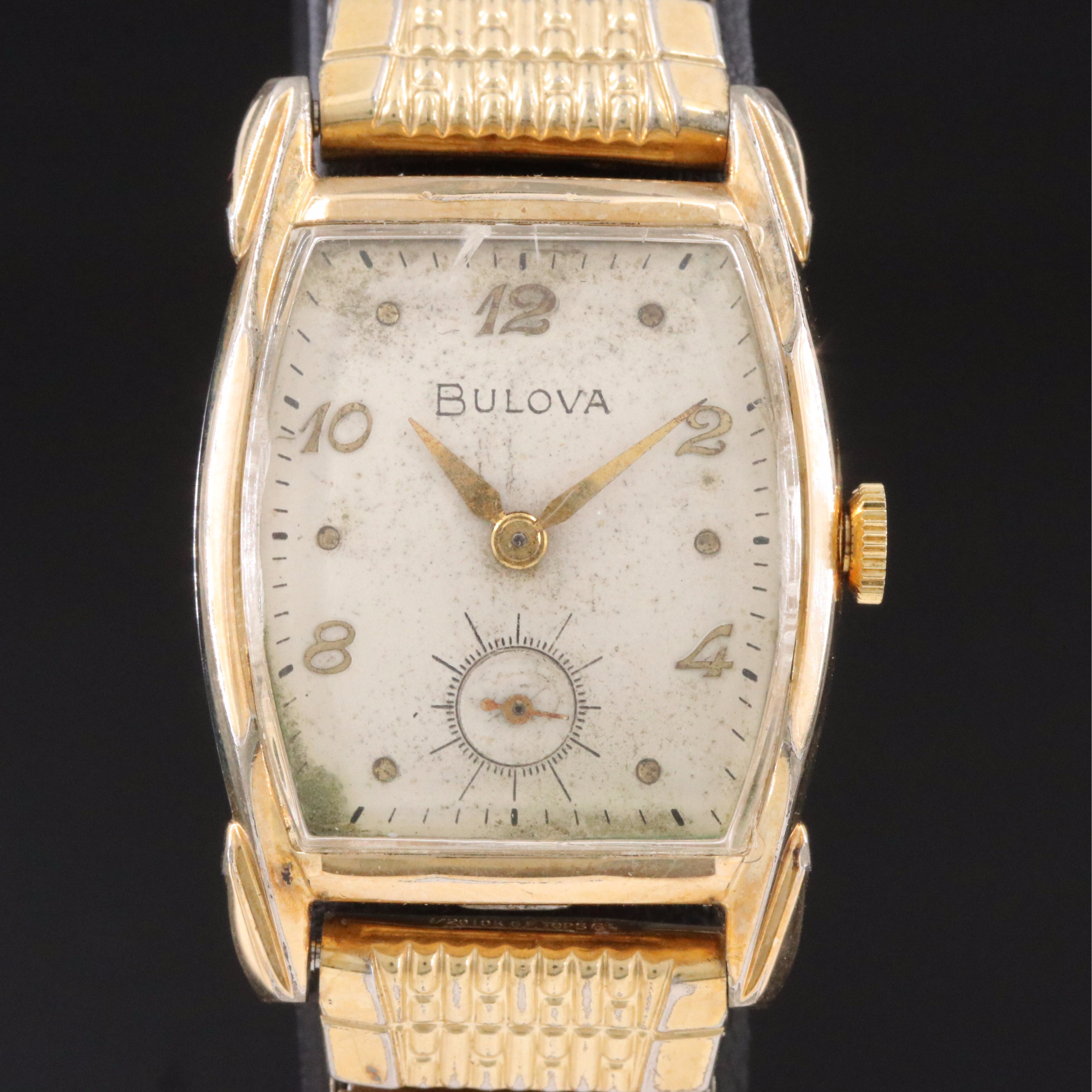 Vintage Bulova Gold-Tone Retro Stem Wind Watch