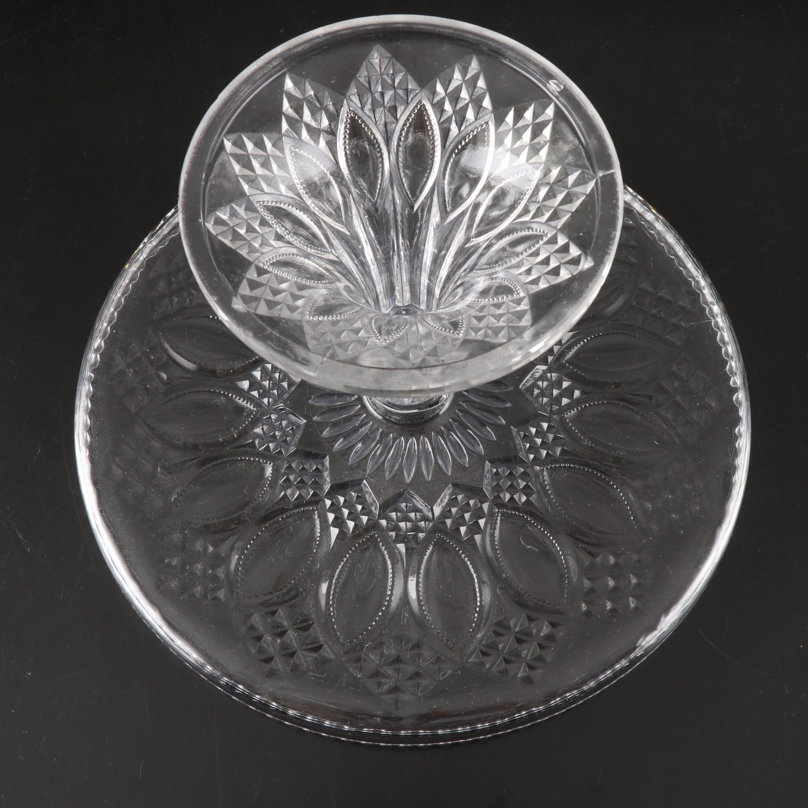 Floral Etched Pitcher, Molded Cake Tray, and More Glass Serveware