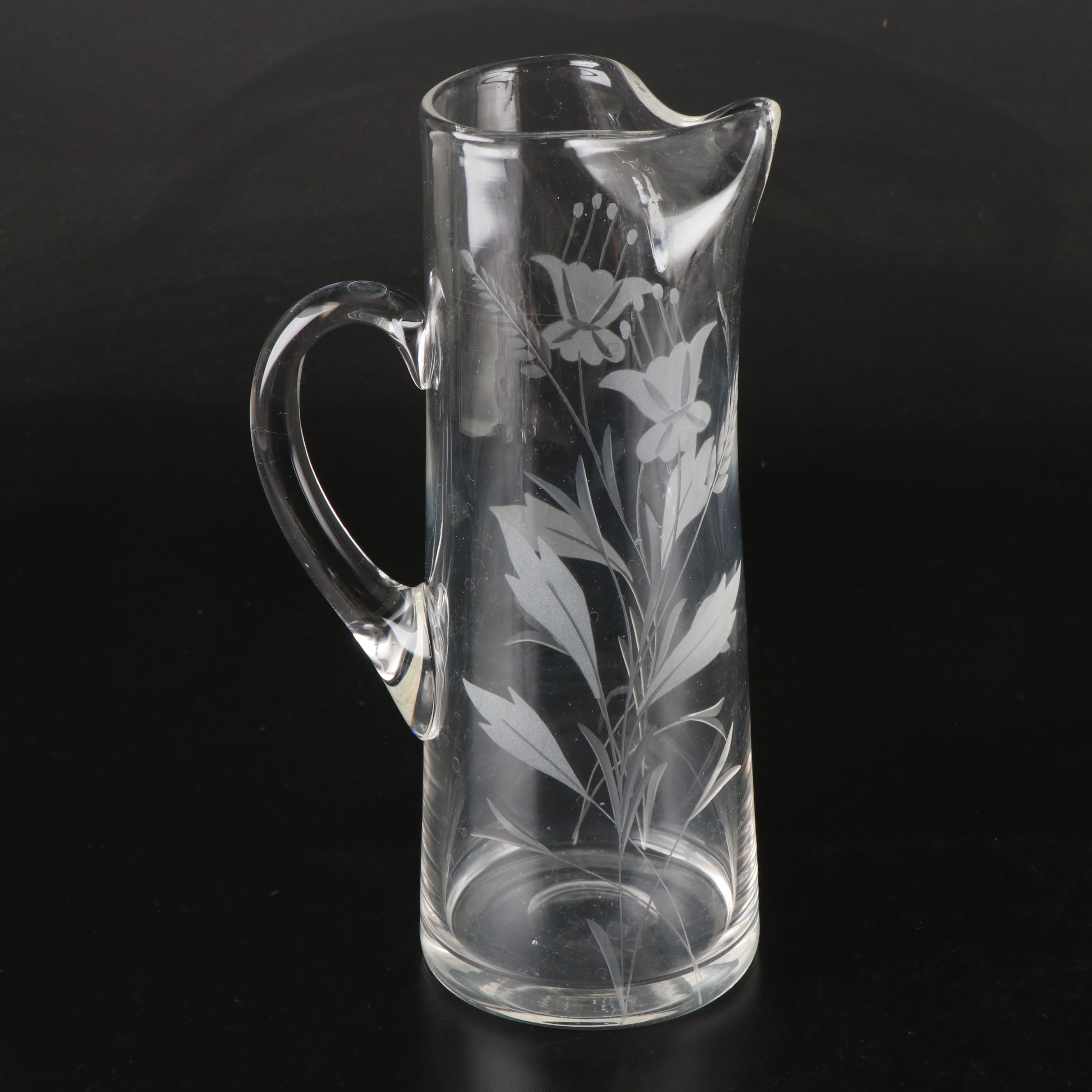 Floral Etched Pitcher, Molded Cake Tray, and More Glass Serveware