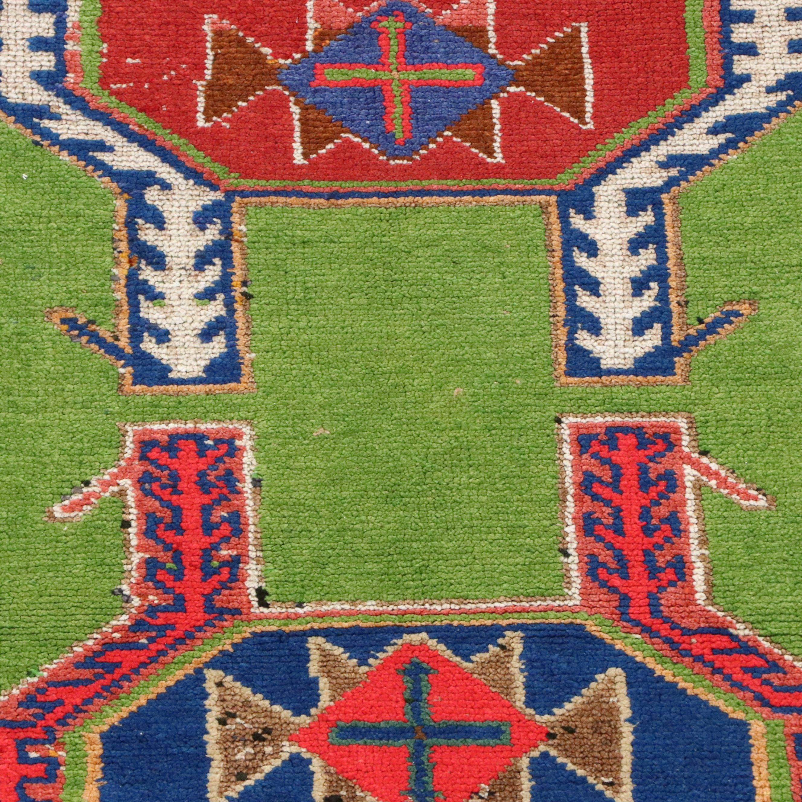 2'3 x 10'3 Hand-Knotted Turkish Caucasian Lenkoran Style Carpet Runner