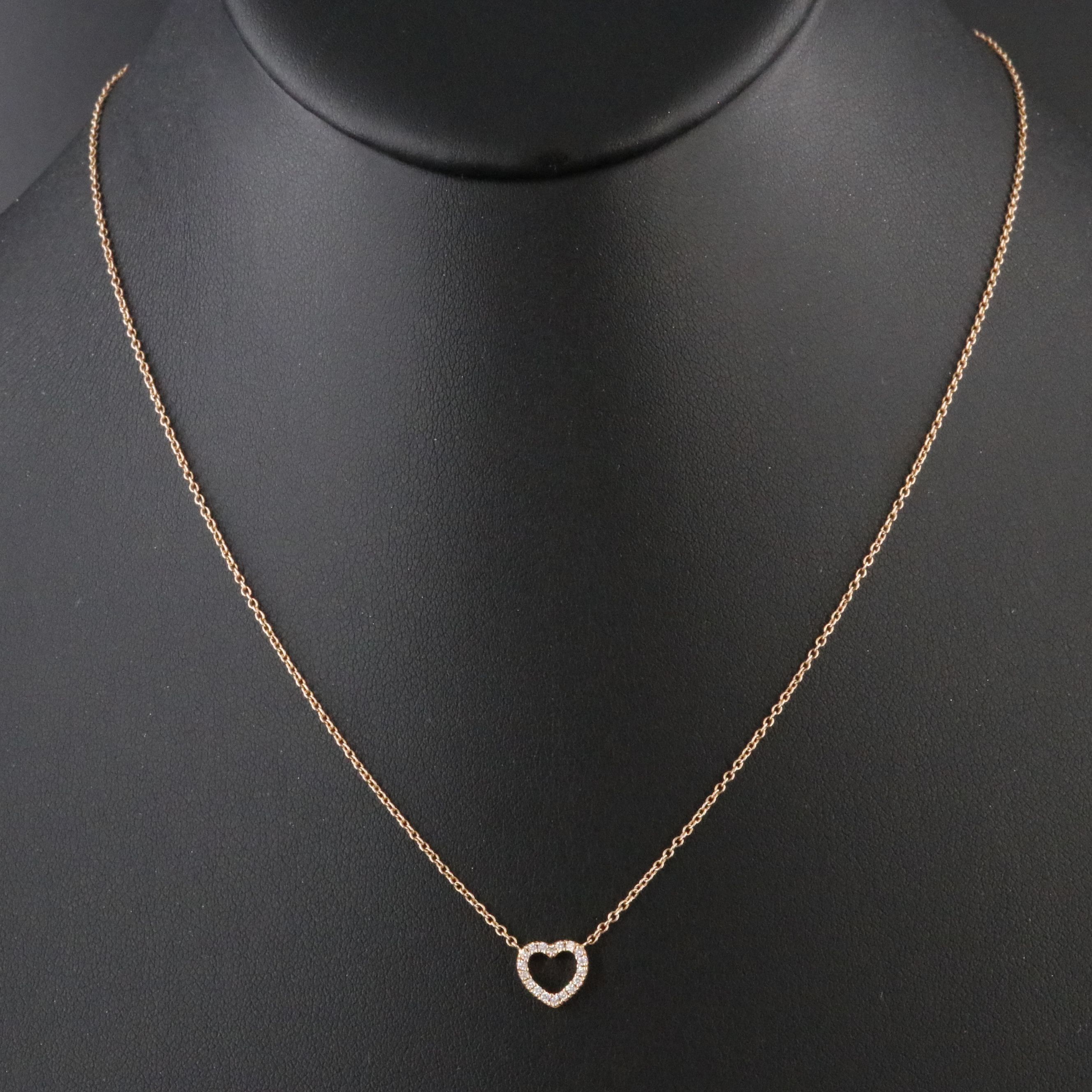 Tiffany & Co. Metro 18K Rose Gold and Diamond Heart Necklace