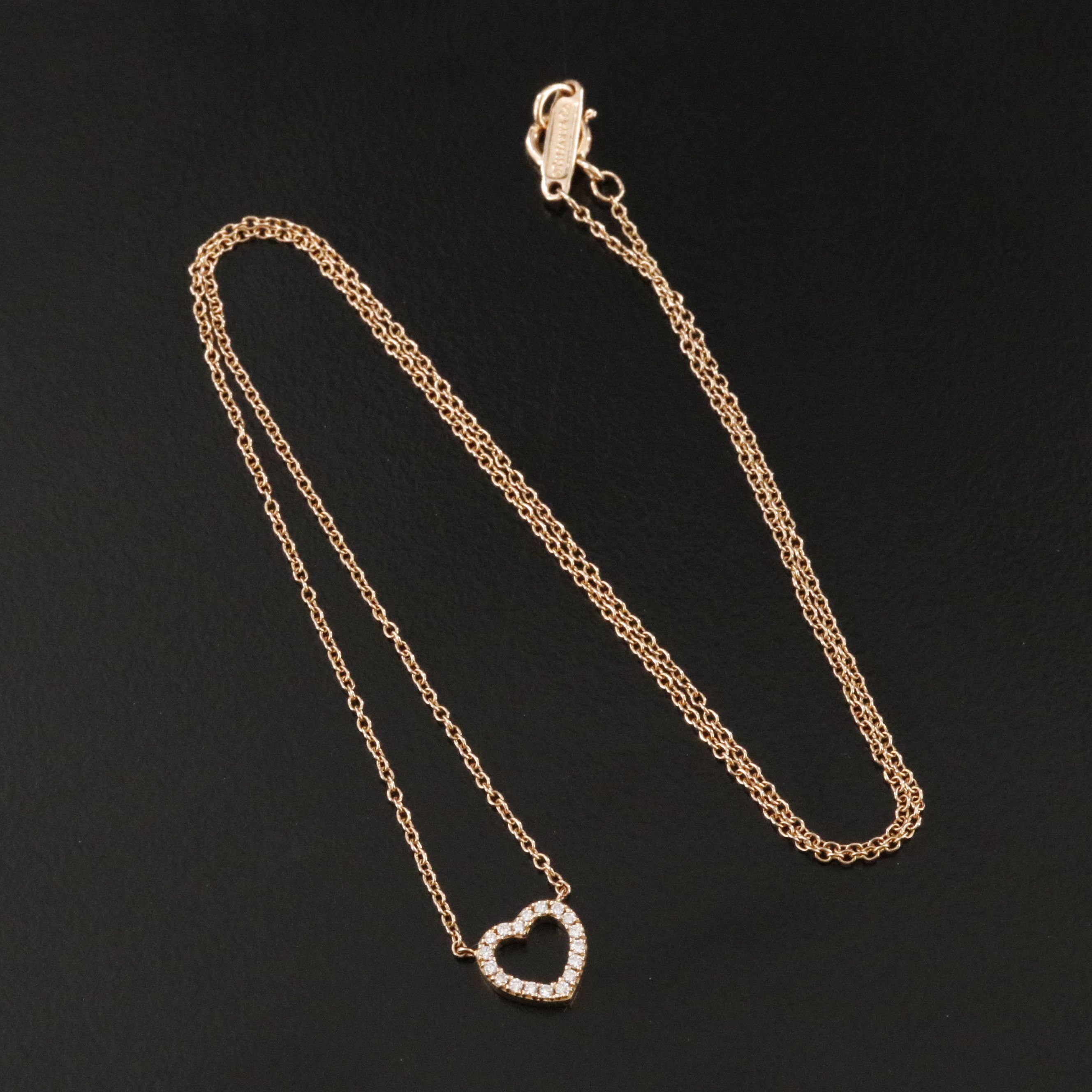Tiffany & Co. Metro 18K Rose Gold and Diamond Heart Necklace