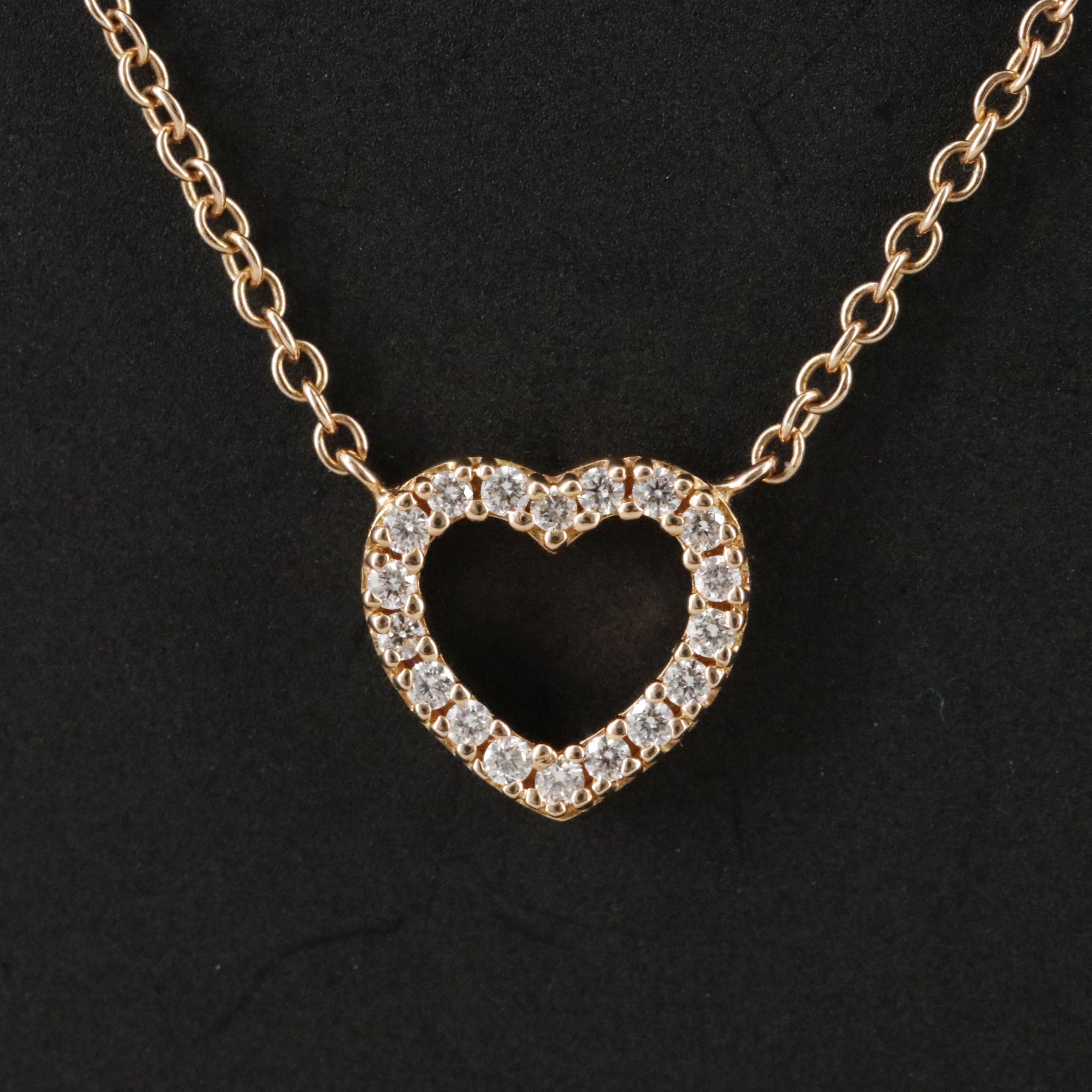 Tiffany & Co. Metro 18K Rose Gold and Diamond Heart Necklace