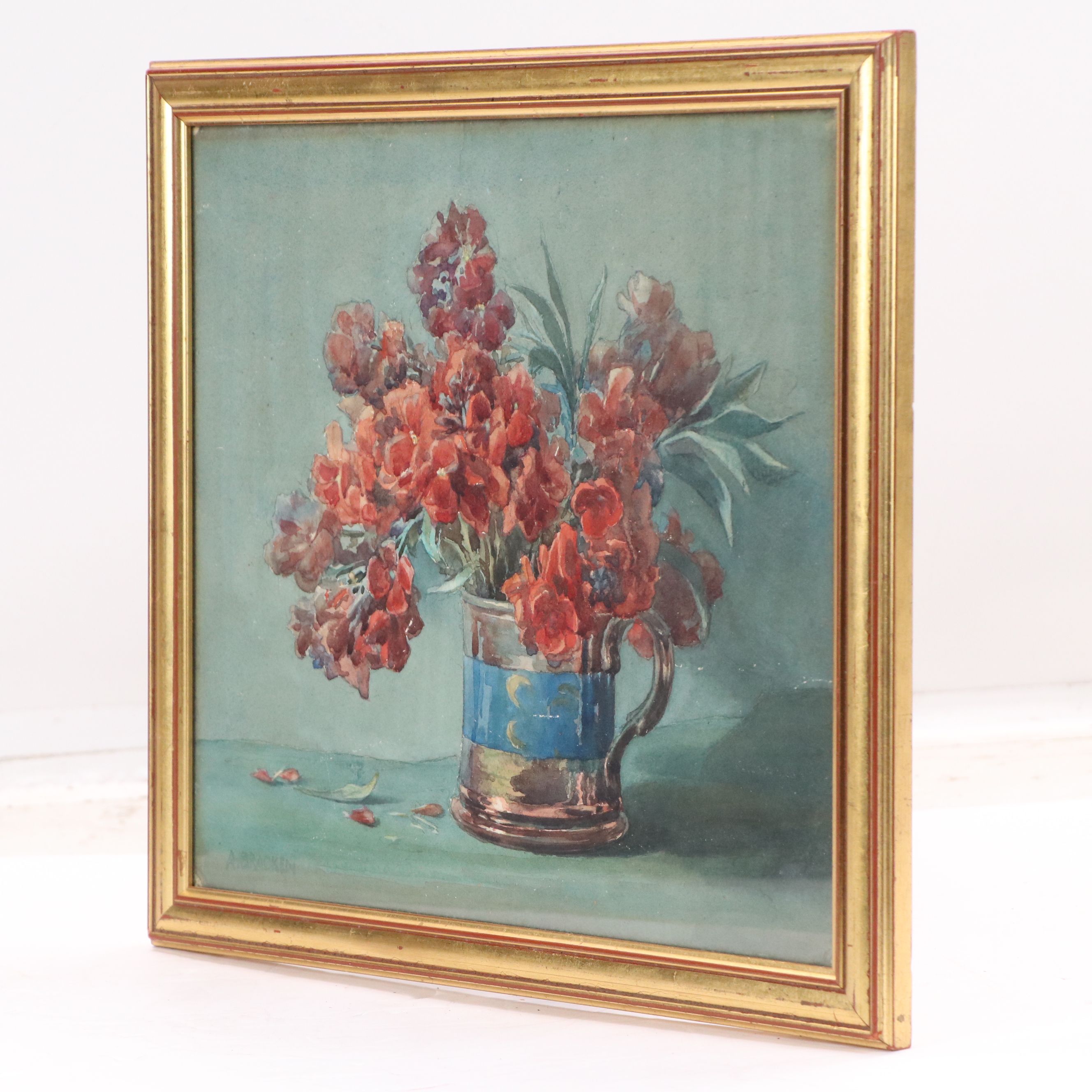 A. Bracken Floral Still Life Watercolor Painting