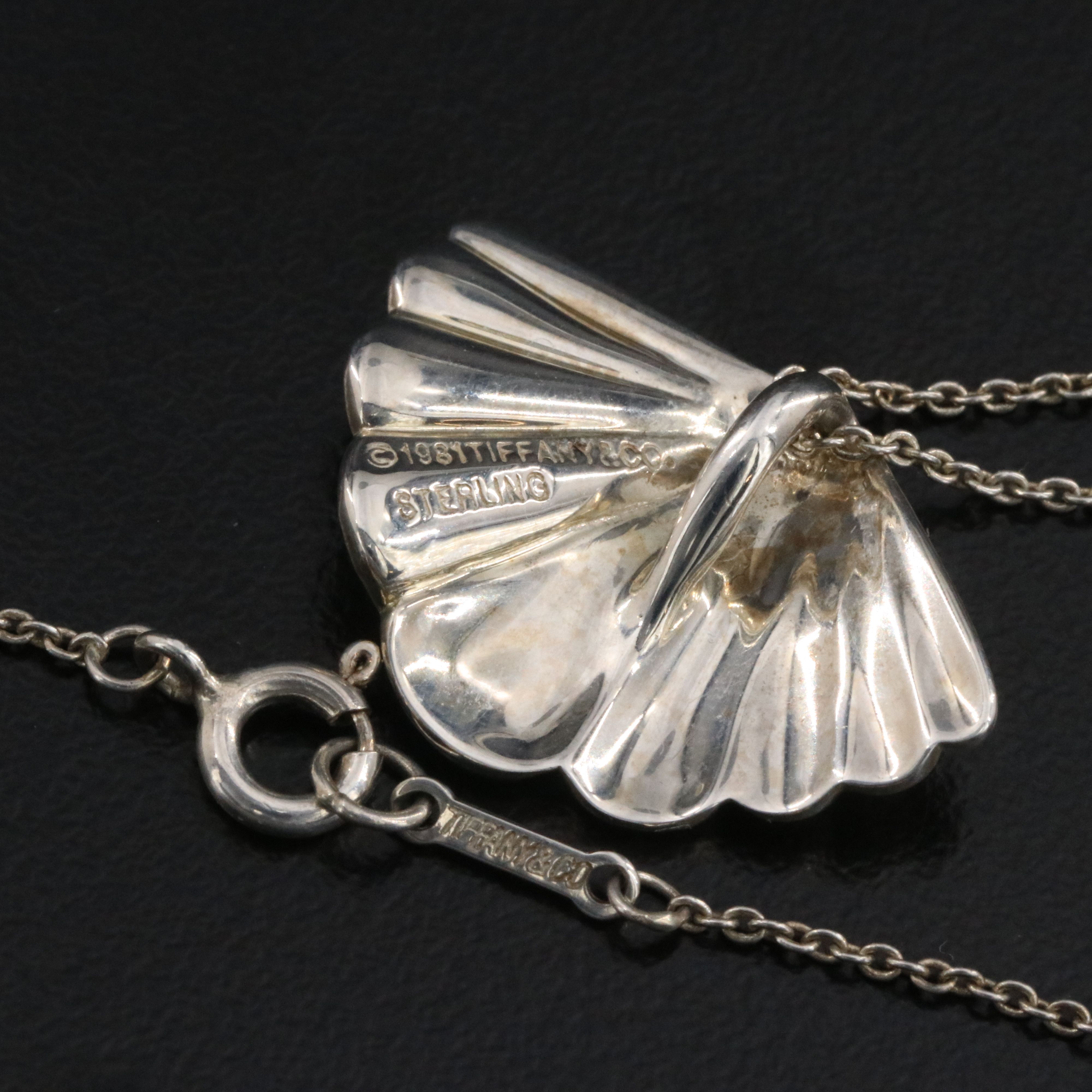 Tiffany & Co. Sterling Fan Shell Pendant Necklace