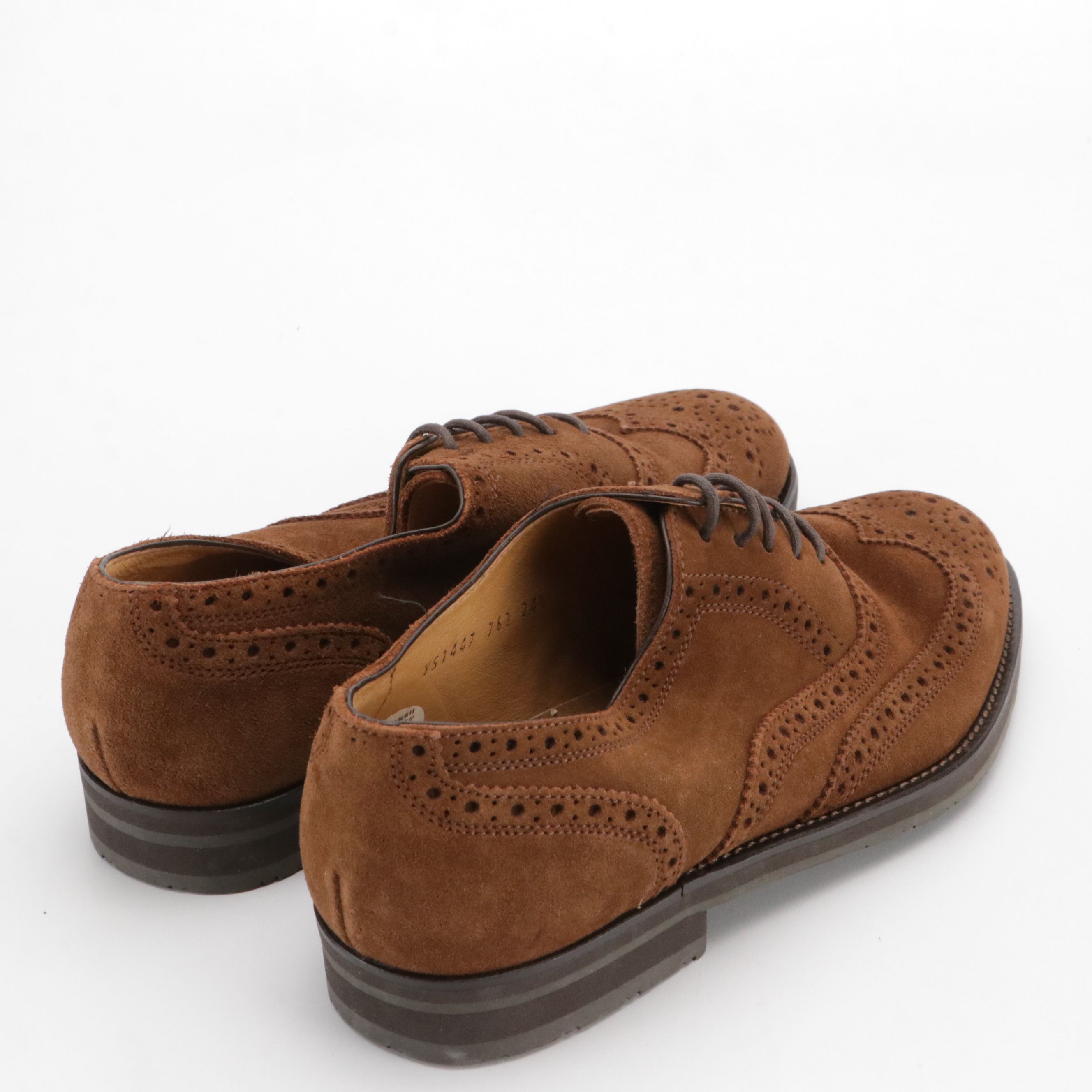 Yves Saint Laurent Brogue Wingtip Derby Shoes in Brown Suede