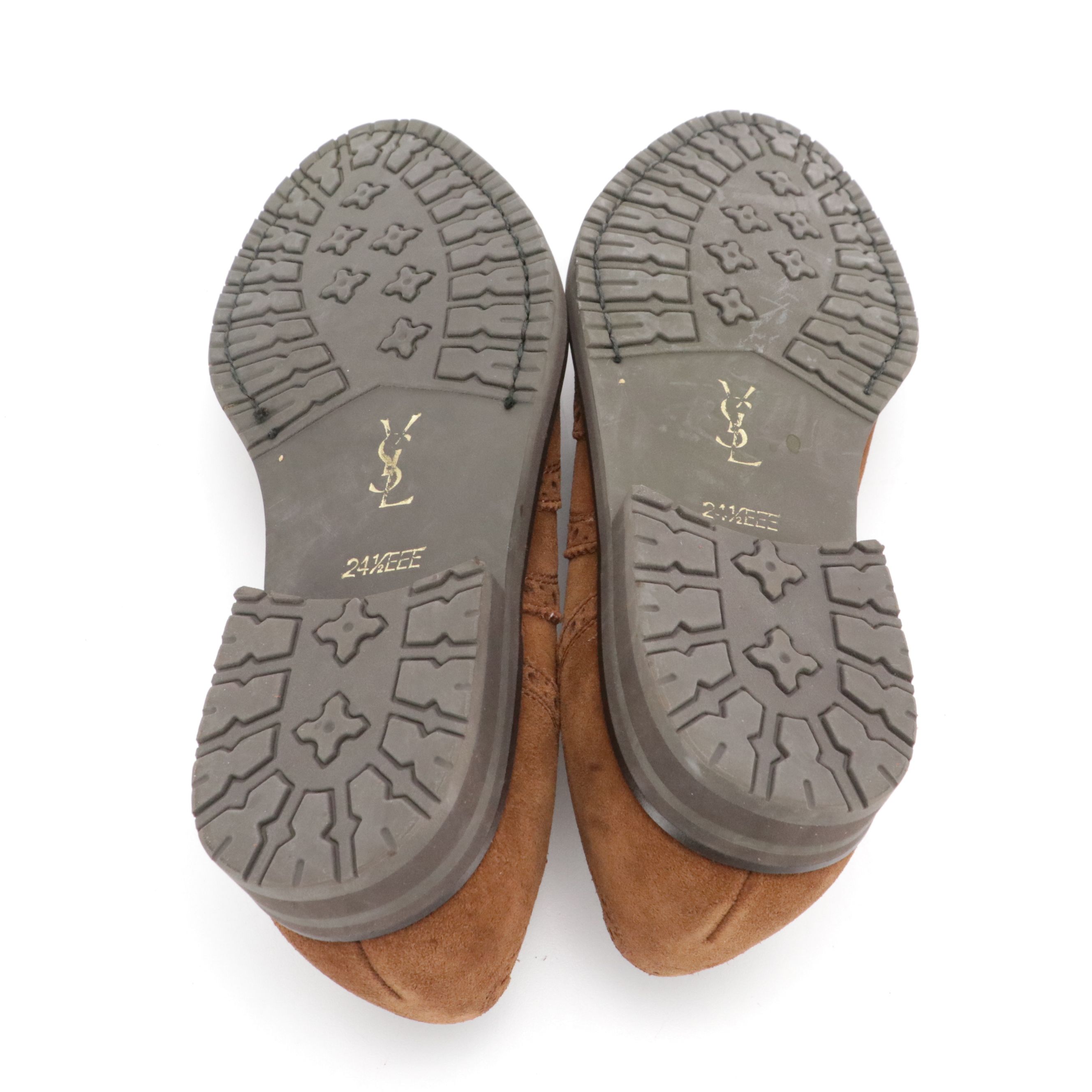 Yves Saint Laurent Brogue Wingtip Derby Shoes in Brown Suede