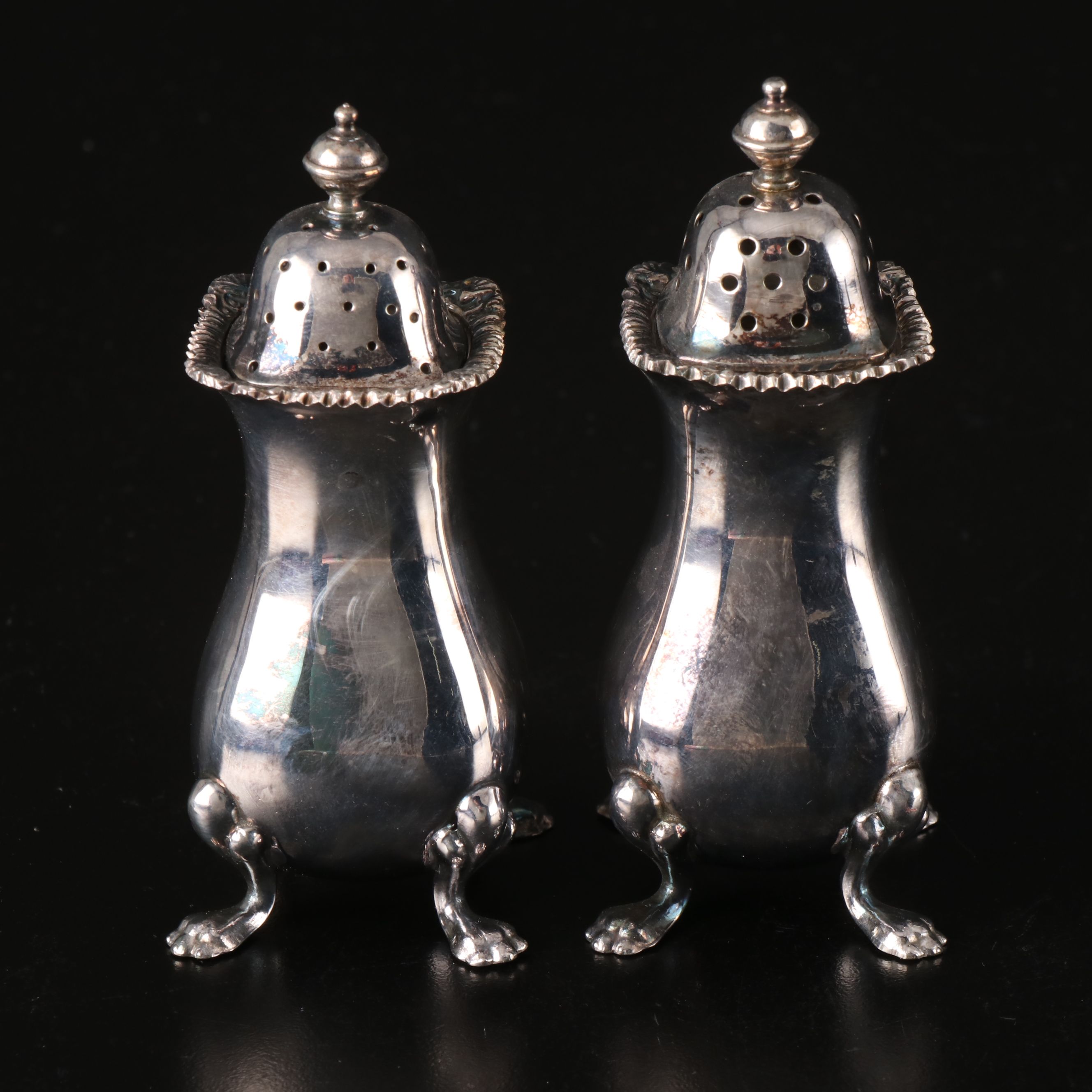 Preisner and Other Sterling Candle Holders with Silver Plate Table Accessories