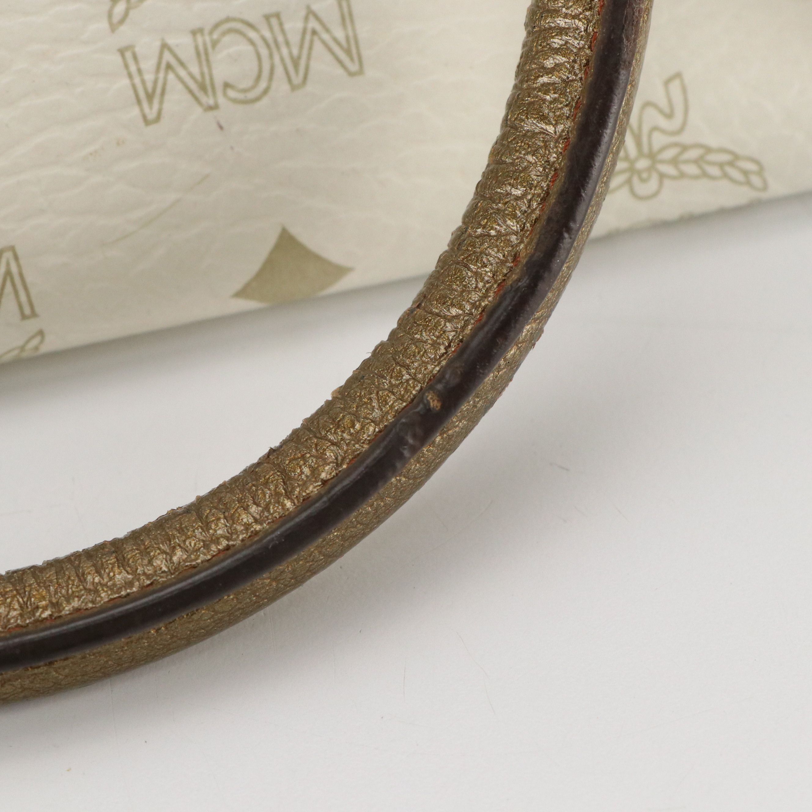 MCM Boston Bag in Princess Lion Print Visetos Canvas and Metallic Leather