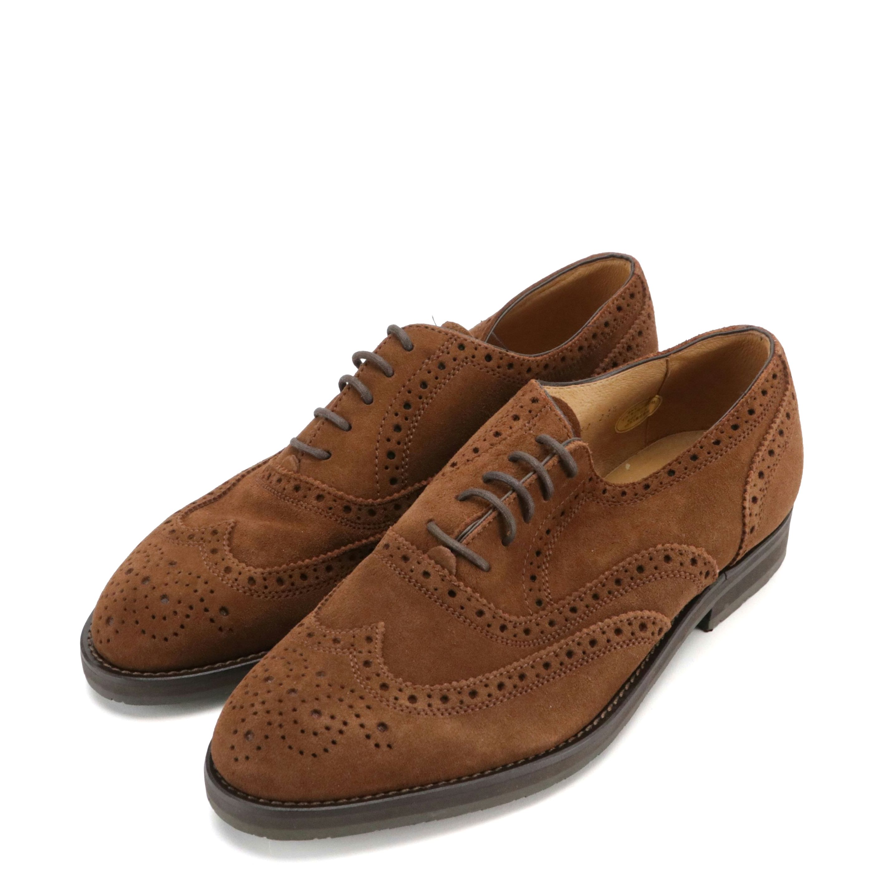 Yves Saint Laurent Brogue Wingtip Derby Shoes in Brown Suede
