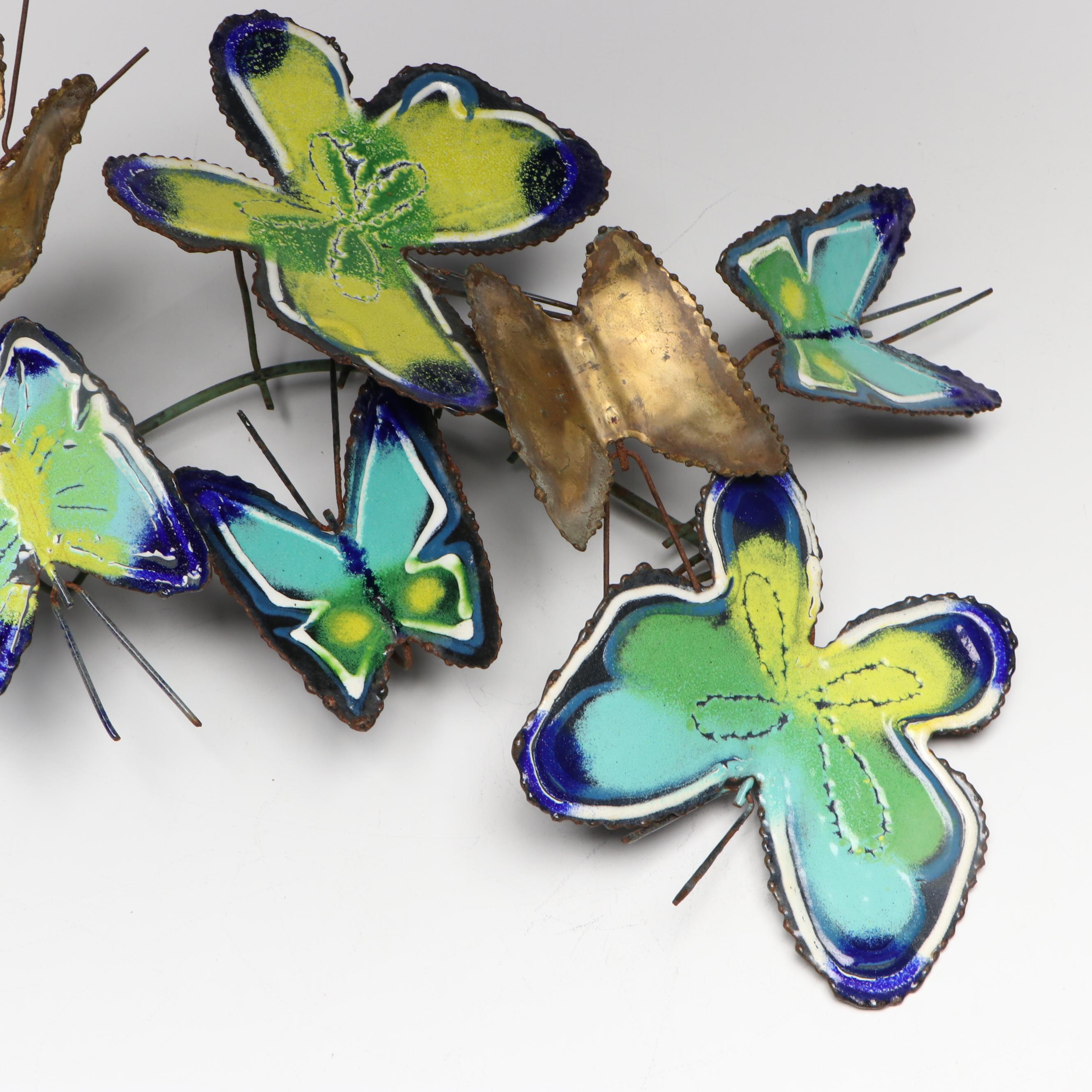 Curtis Jeré Multicolor Enamel and Metal Butterfly Wall Sculpture, 1968