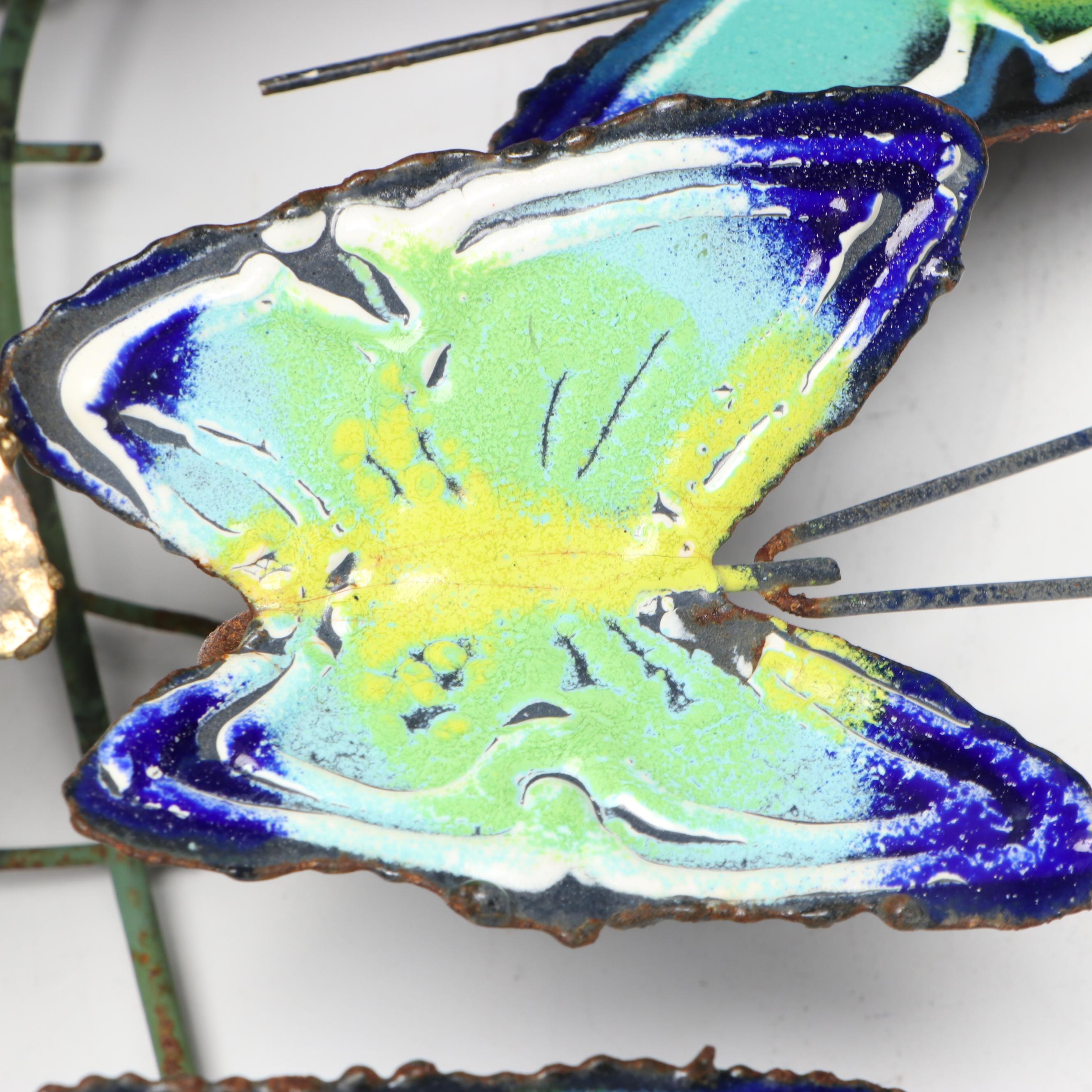 Curtis Jeré Multicolor Enamel and Metal Butterfly Wall Sculpture, 1968