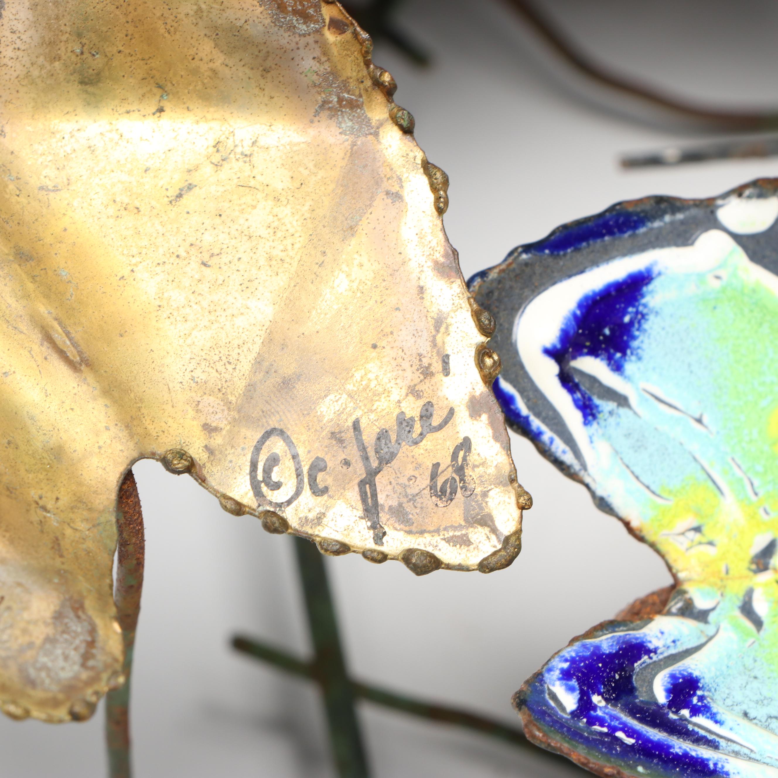 Curtis Jeré Multicolor Enamel and Metal Butterfly Wall Sculpture, 1968