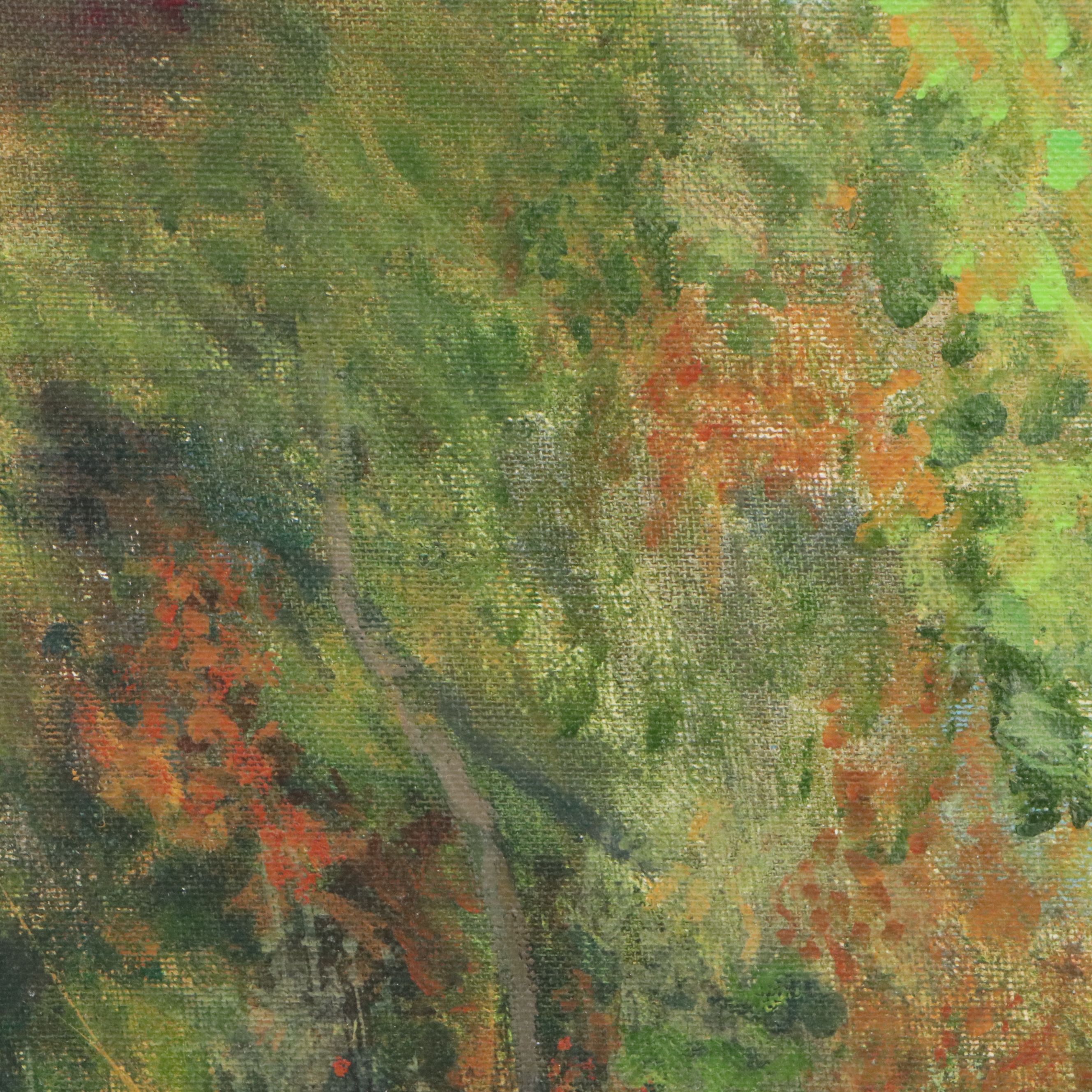 Oil Painting of Landscape with Drinking Horse