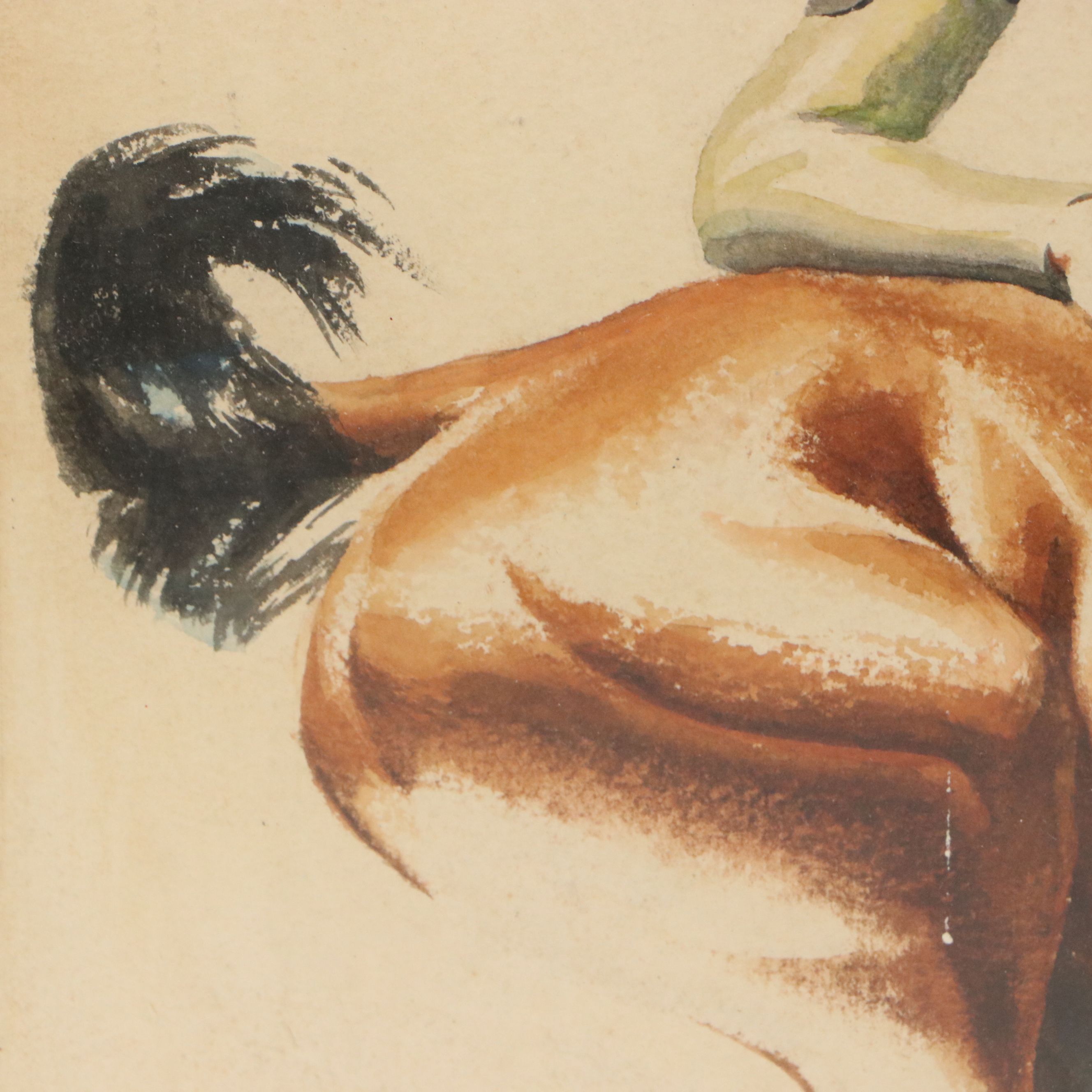 Caricature Style Horse and Jockey Watercolor Illustration