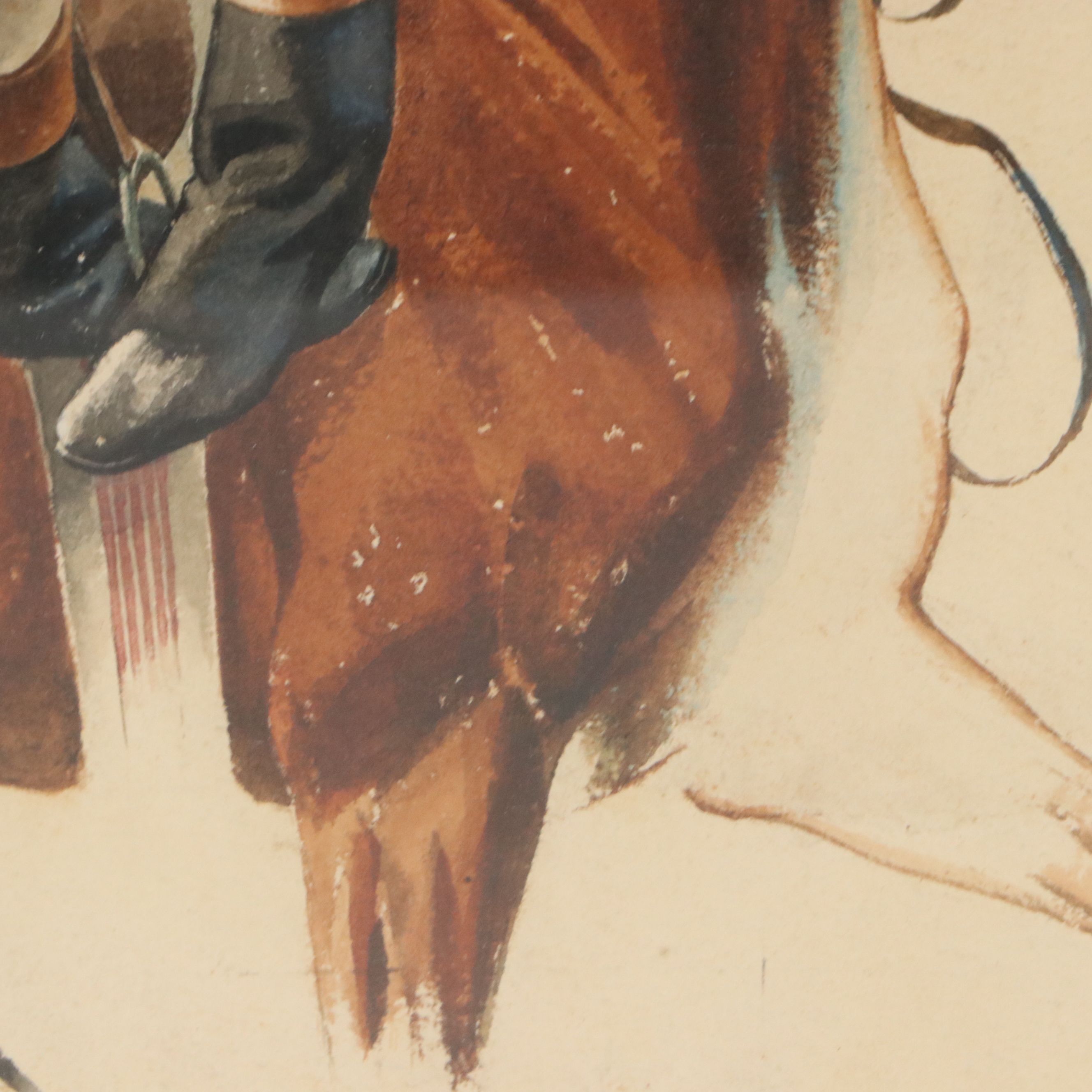 Caricature Style Horse and Jockey Watercolor Illustration