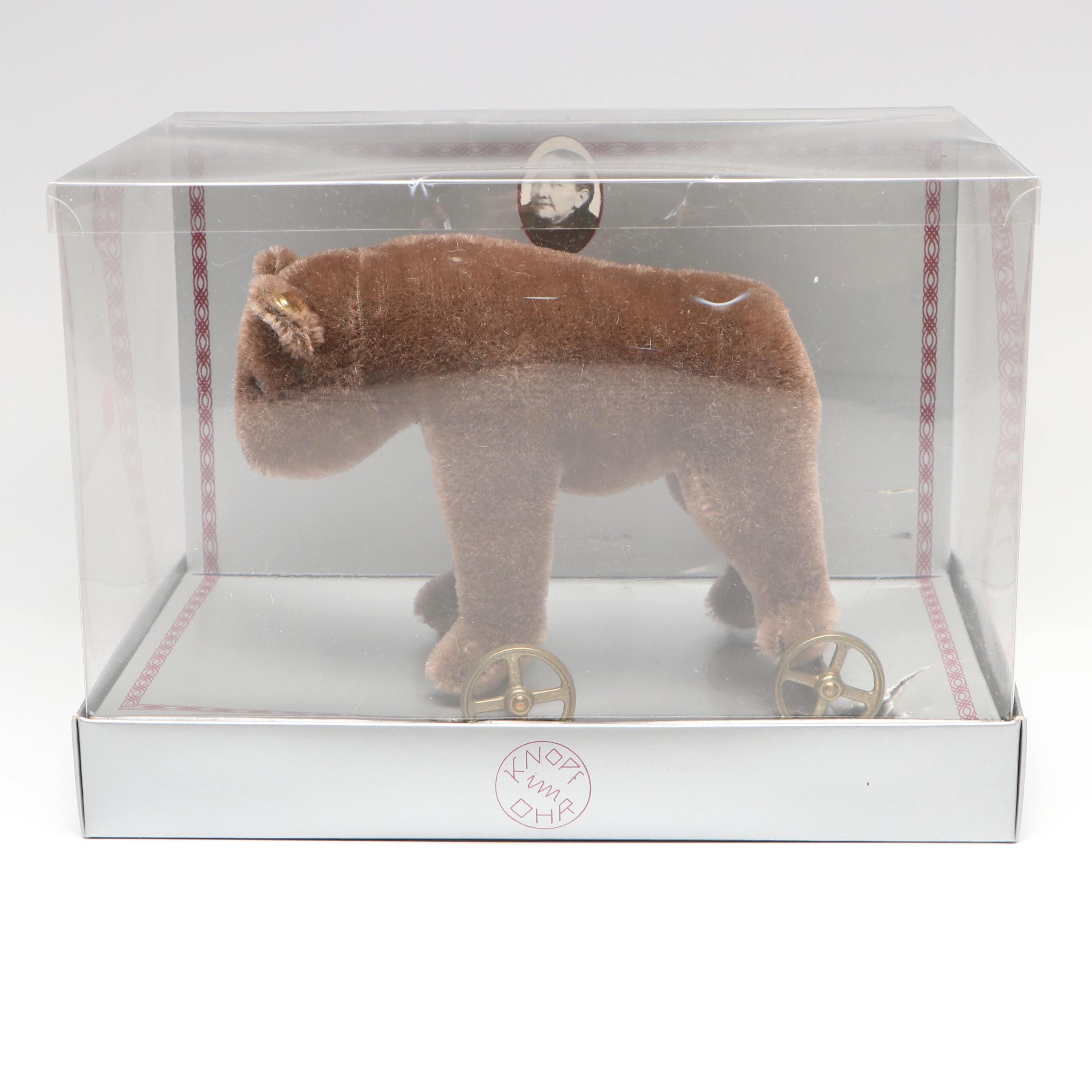 Steiff Mohair "Bear on Wheels" Pull Toy 1984 Limited Edition