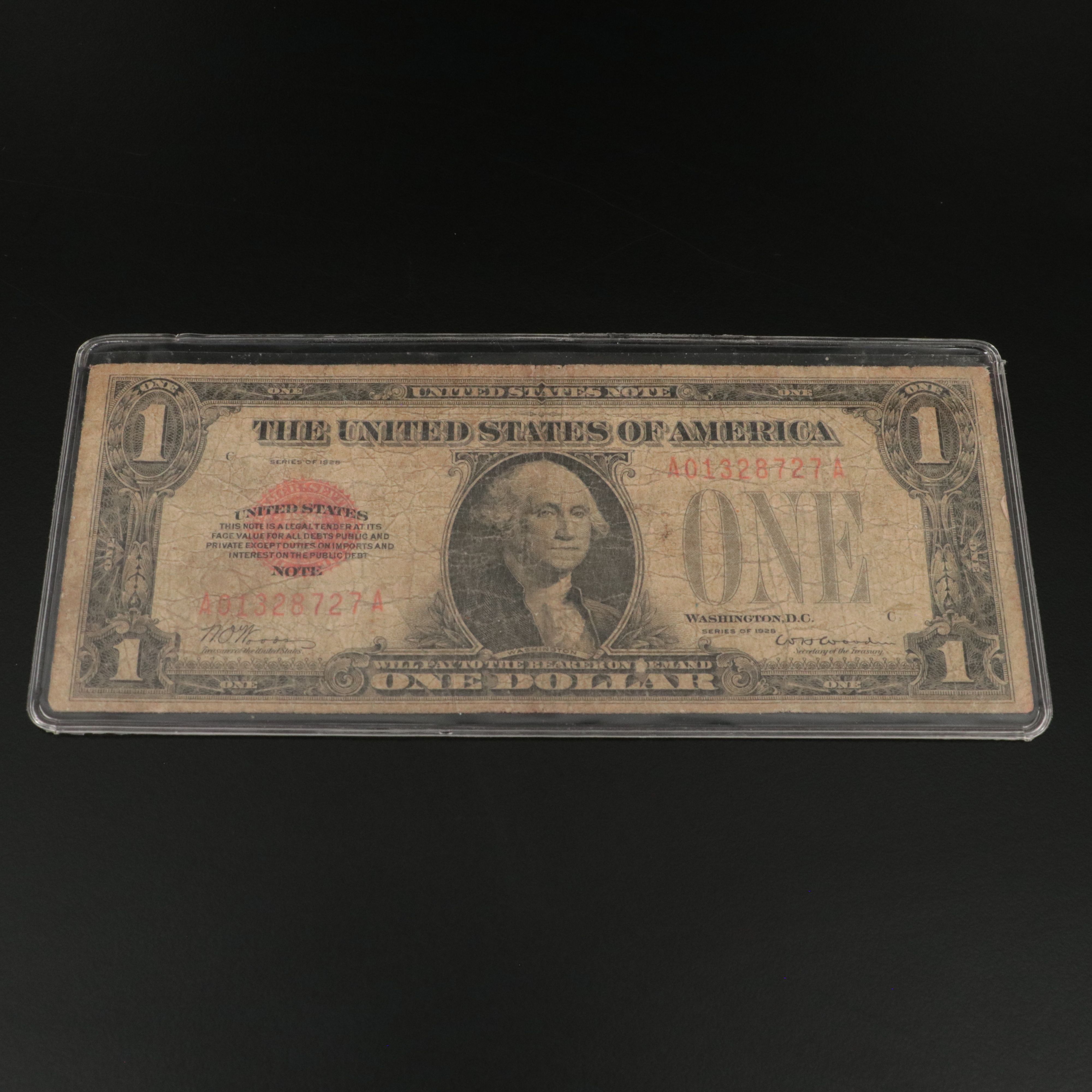 4 One Dollar Funny Back Notes and a 1928 One Dollar Legal Tender Note