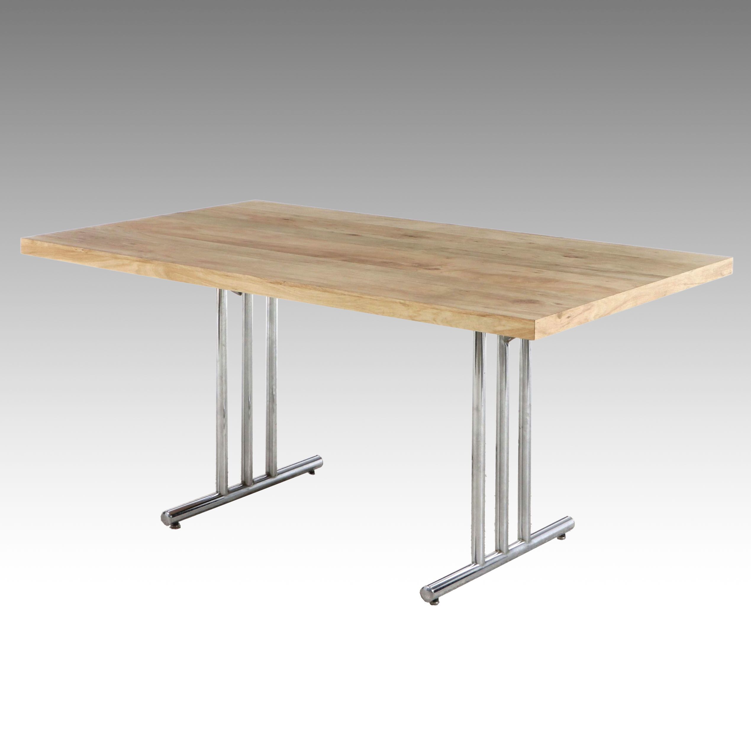 Contemporary Postmodern Style Table with Triple Chrome Tube Legs