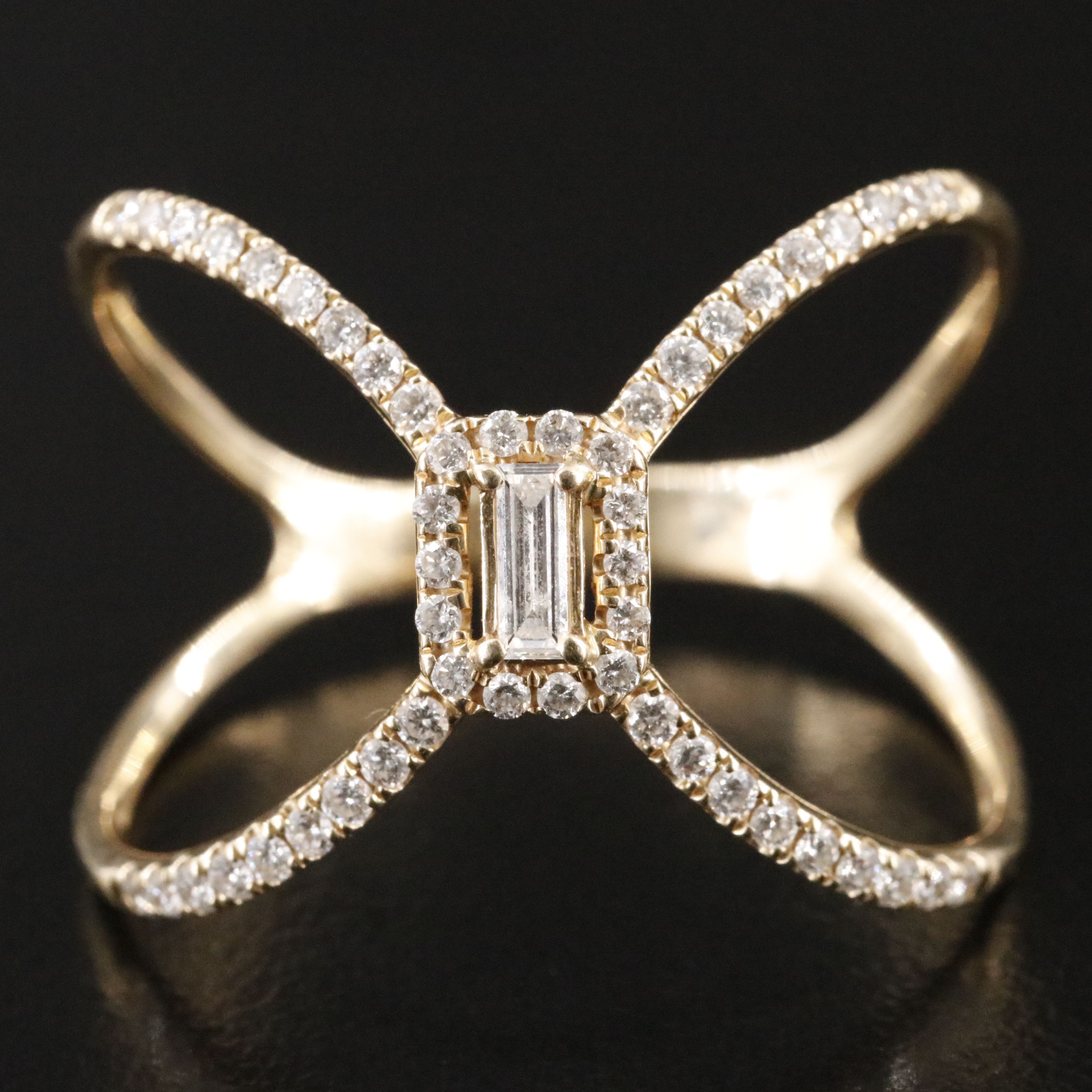 14K 0.52 CTW Diamond Criss Cross Ring