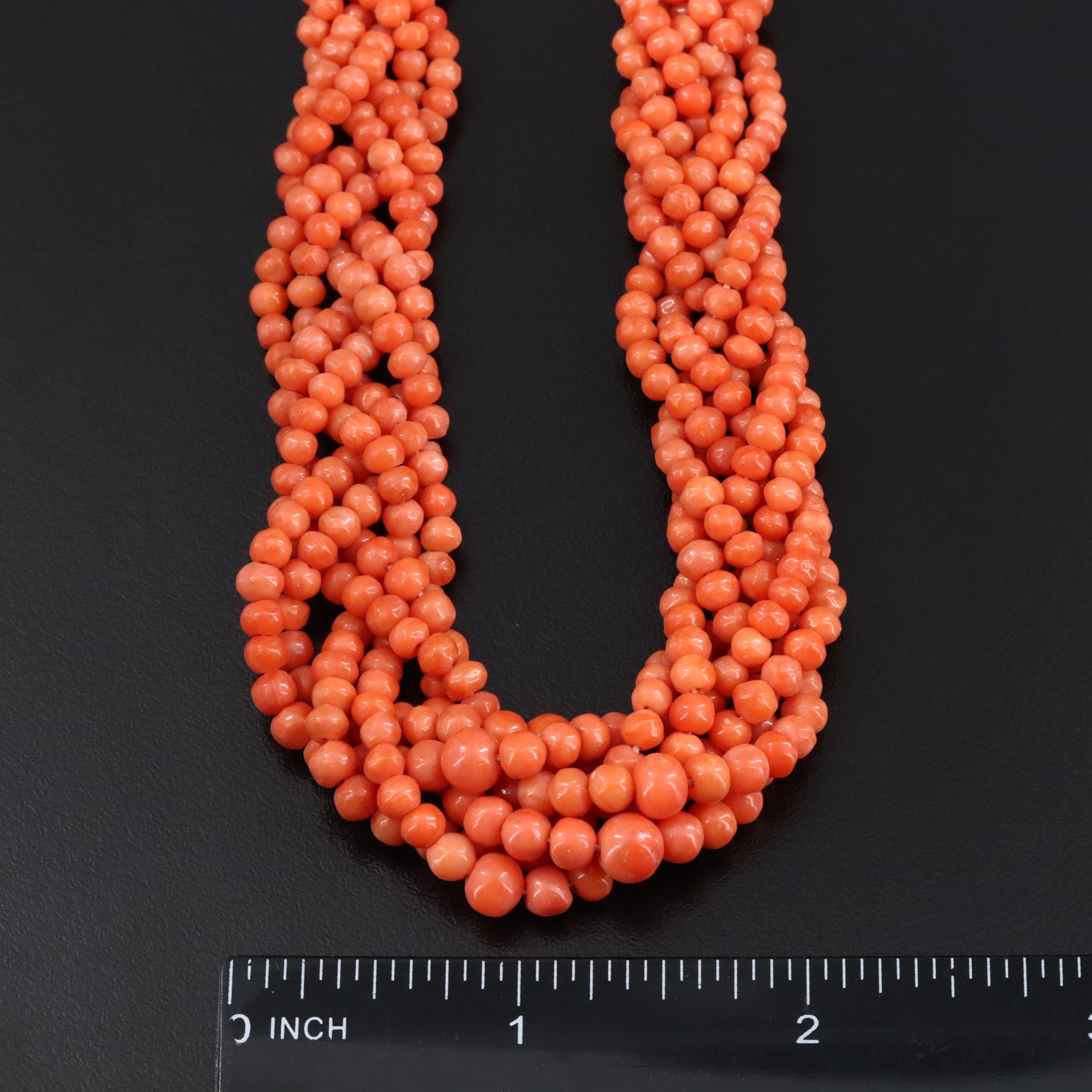 Braided Coral Necklace and Bracelet