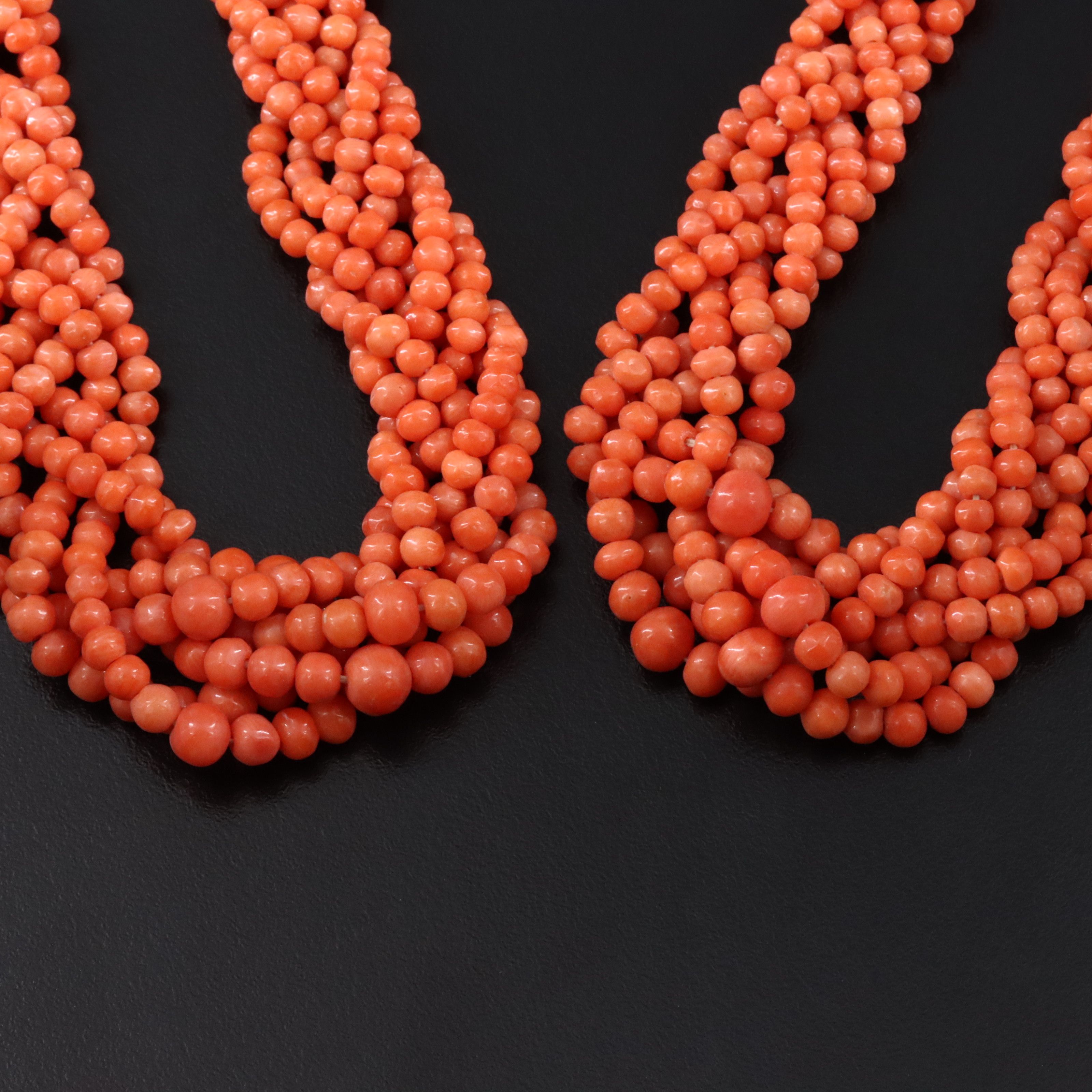 Braided Coral Necklace and Bracelet