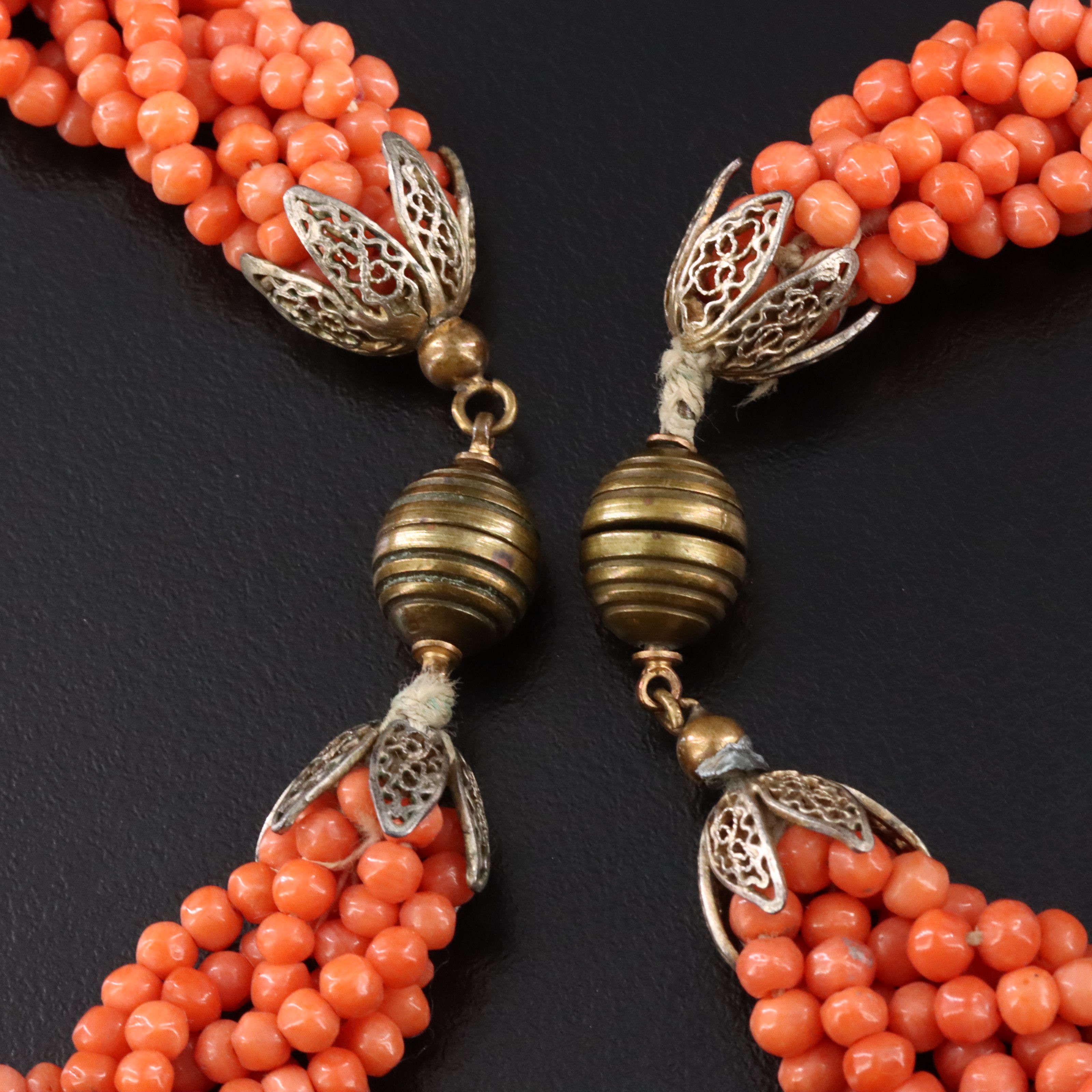 Braided Coral Necklace and Bracelet