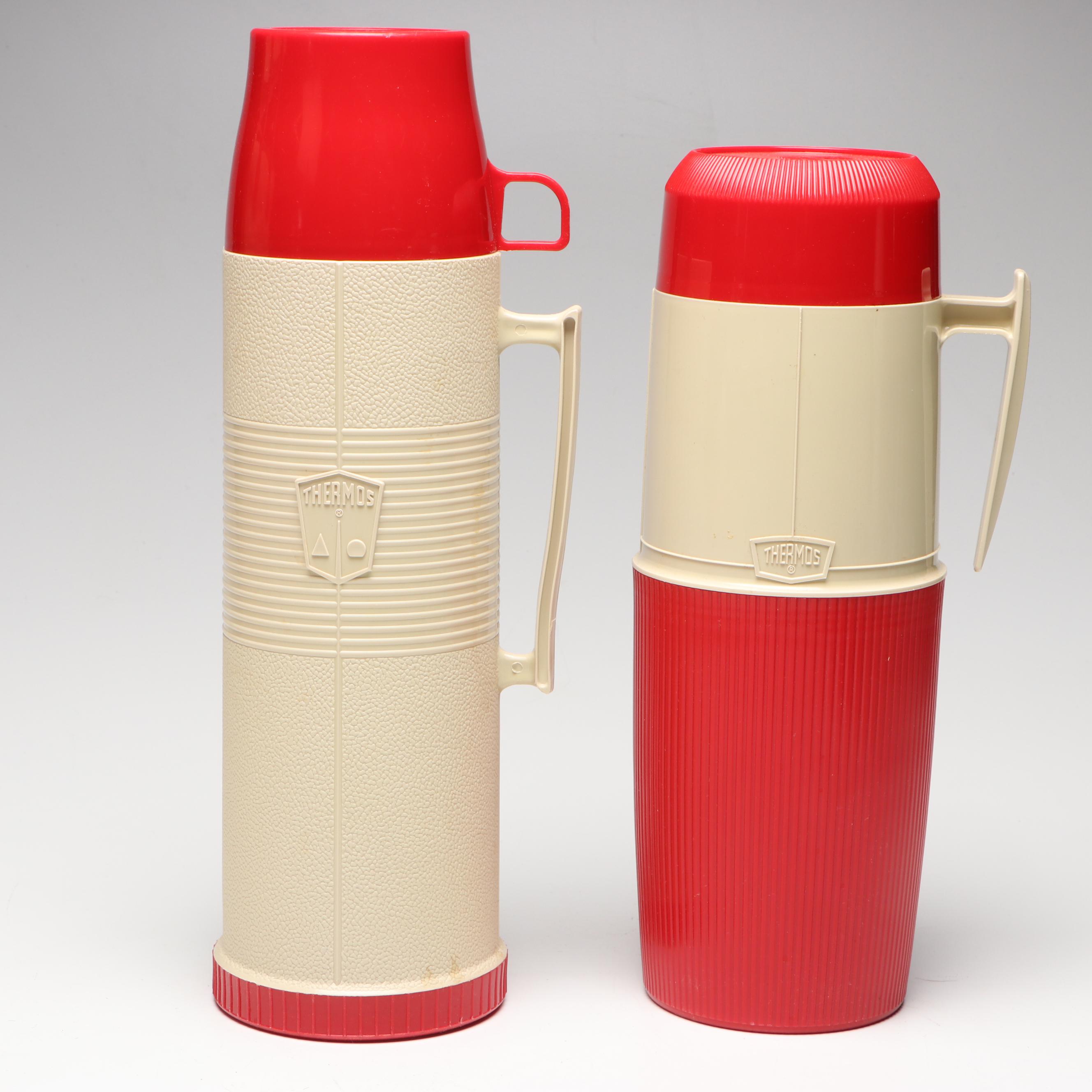Thermos Picnic Set with Faux Leather Handled Bag, Late 20th Century