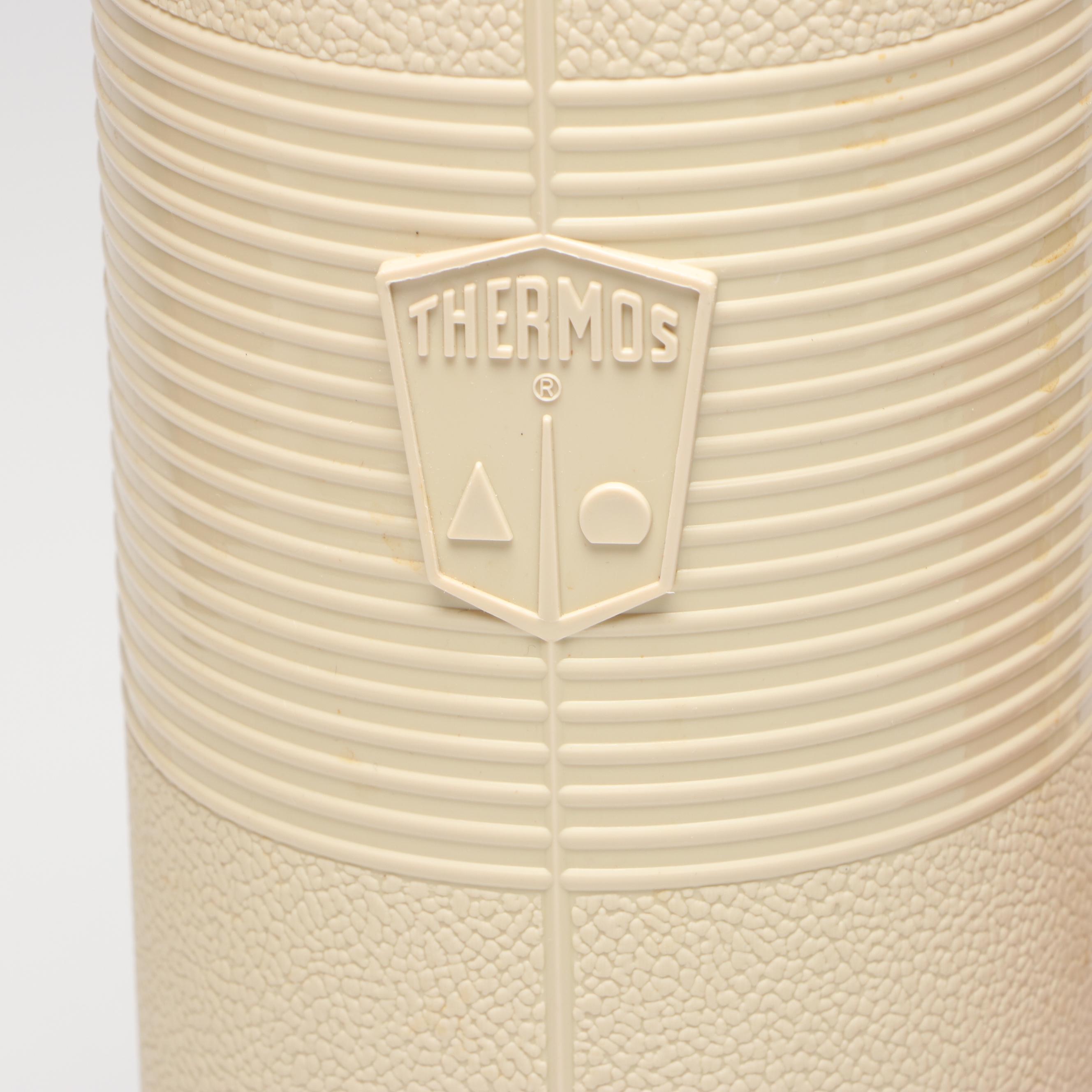 Thermos Picnic Set with Faux Leather Handled Bag, Late 20th Century