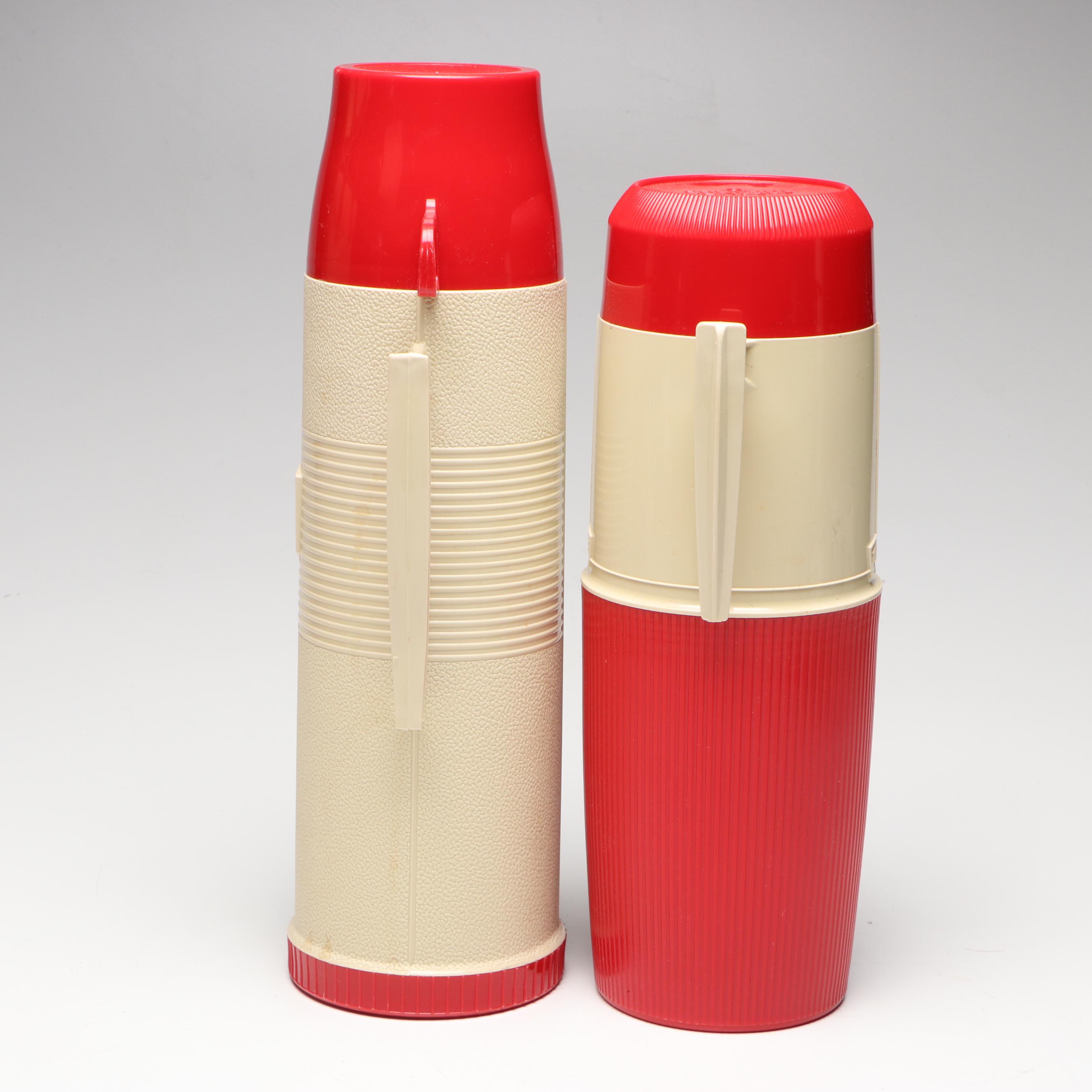 Thermos Picnic Set with Faux Leather Handled Bag, Late 20th Century
