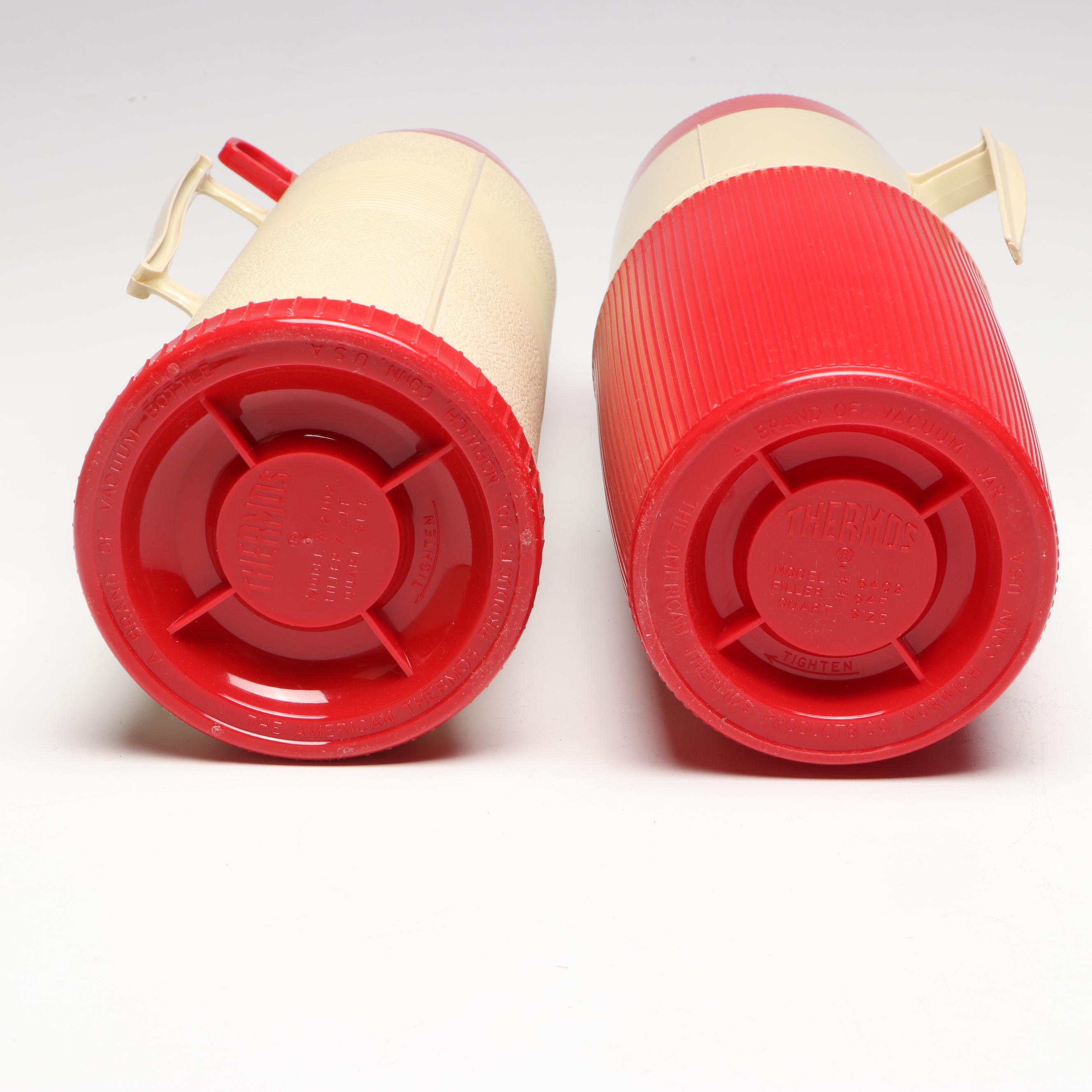 Thermos Picnic Set with Faux Leather Handled Bag, Late 20th Century