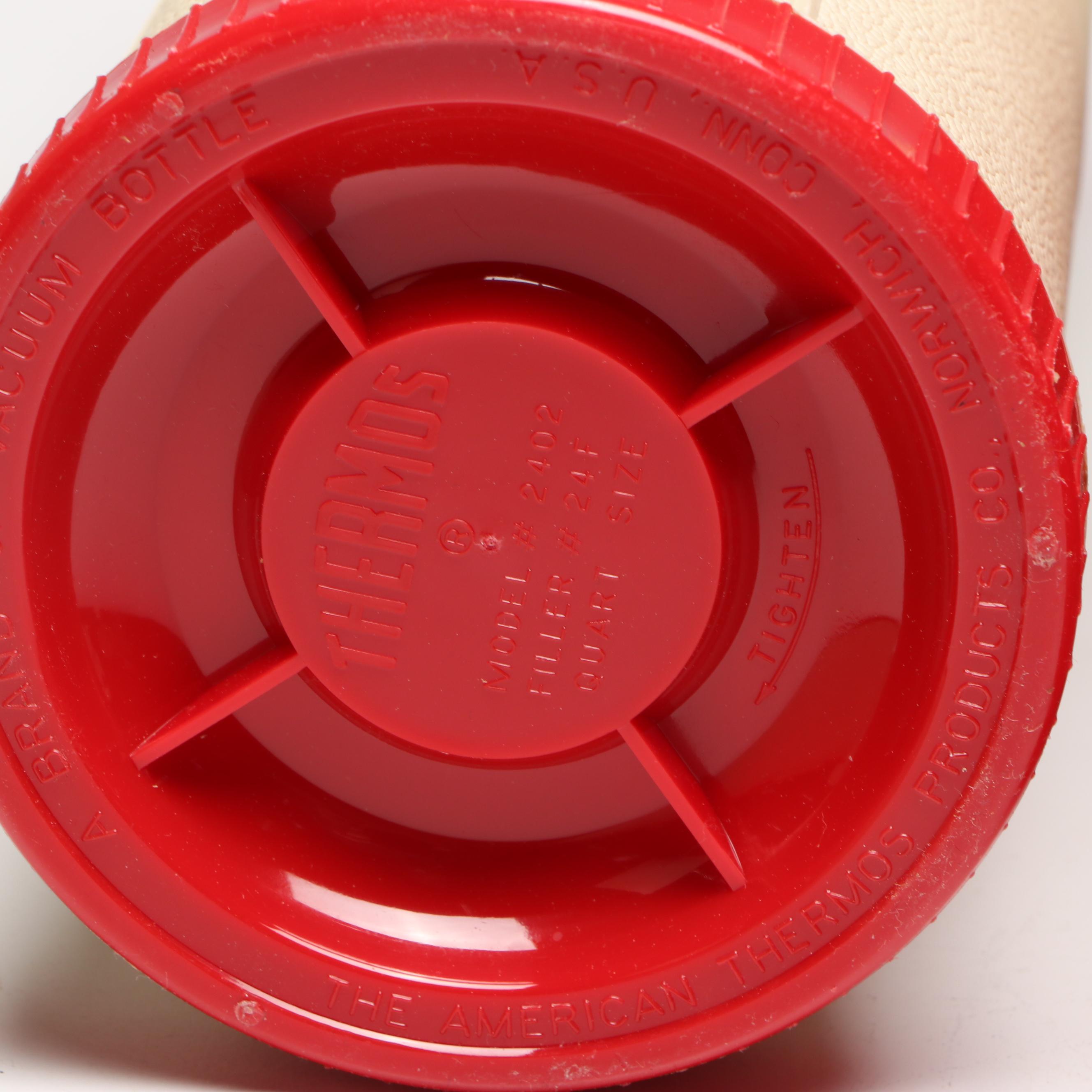 Thermos Picnic Set with Faux Leather Handled Bag, Late 20th Century