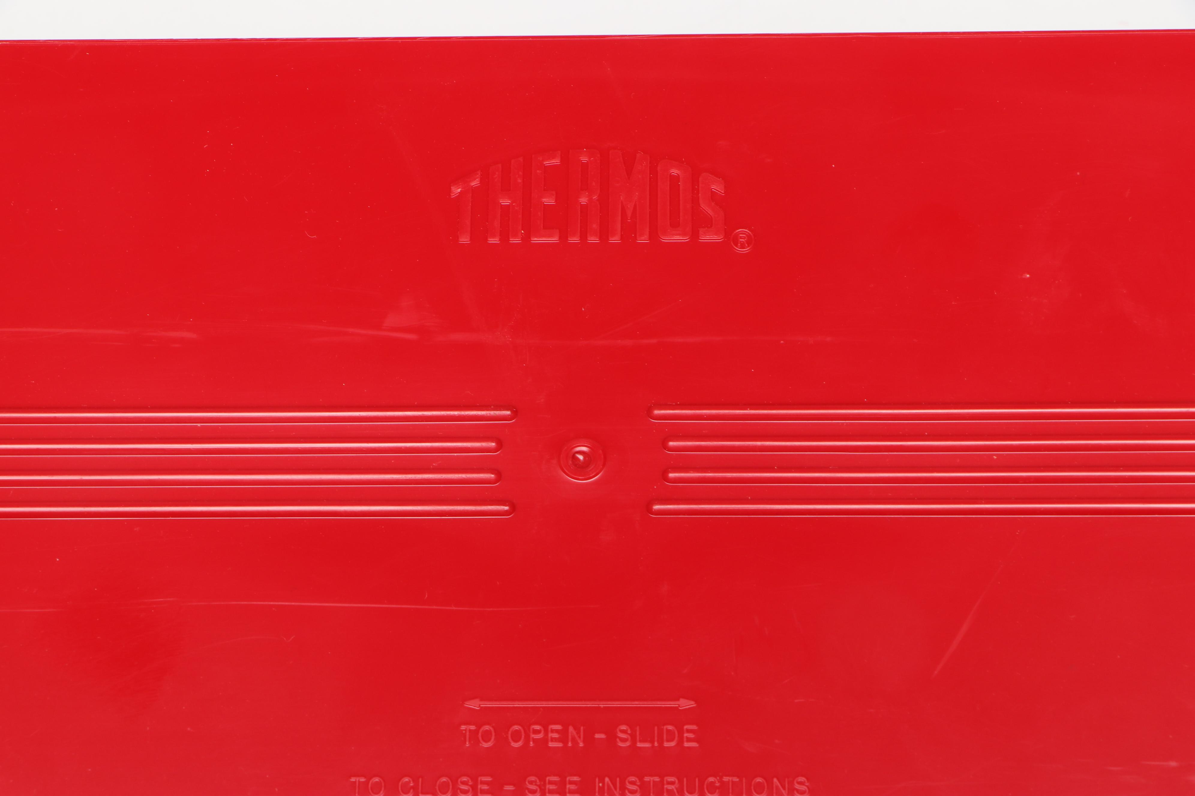 Thermos Picnic Set with Faux Leather Handled Bag, Late 20th Century