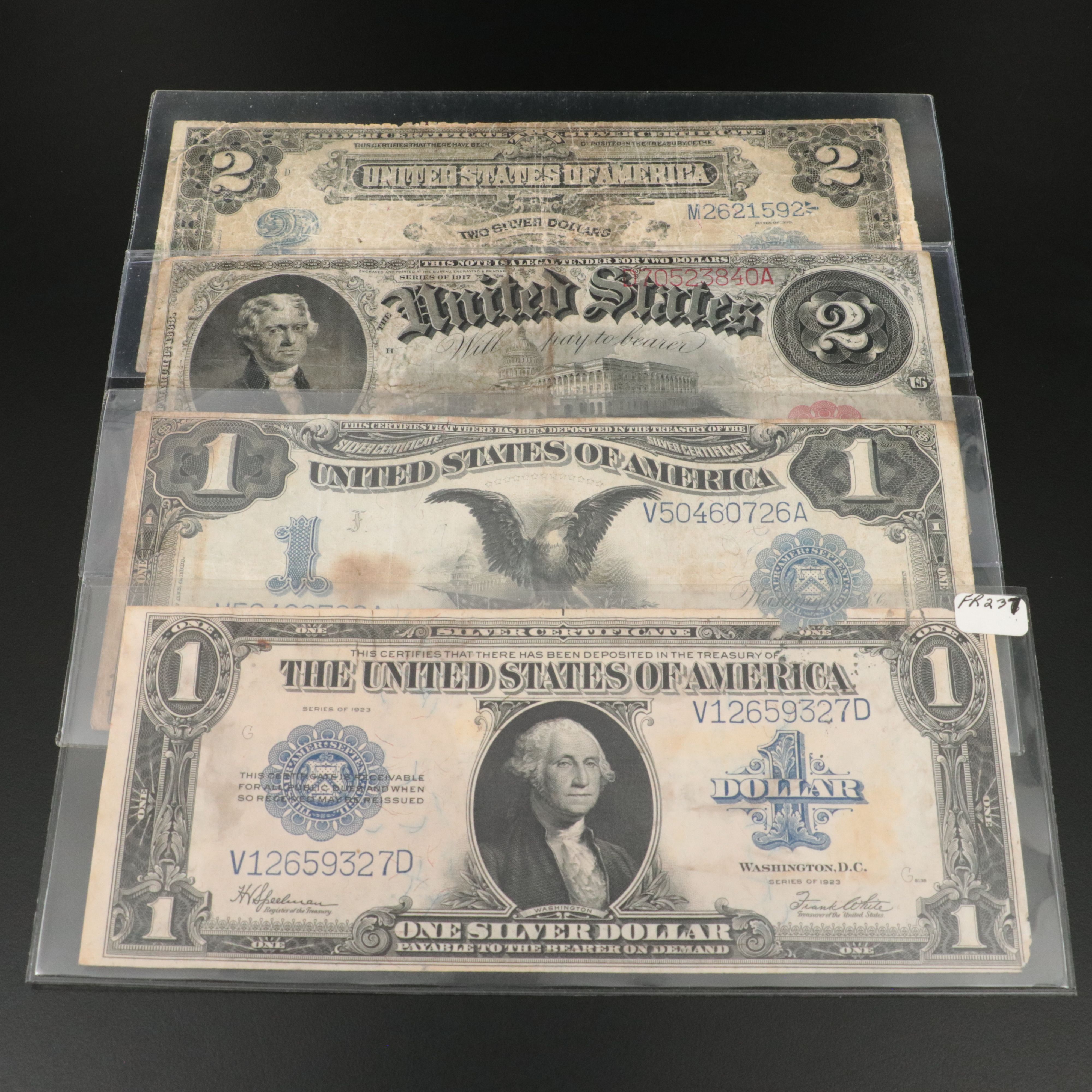 Four Different Large Size U.S. Currency Notes
