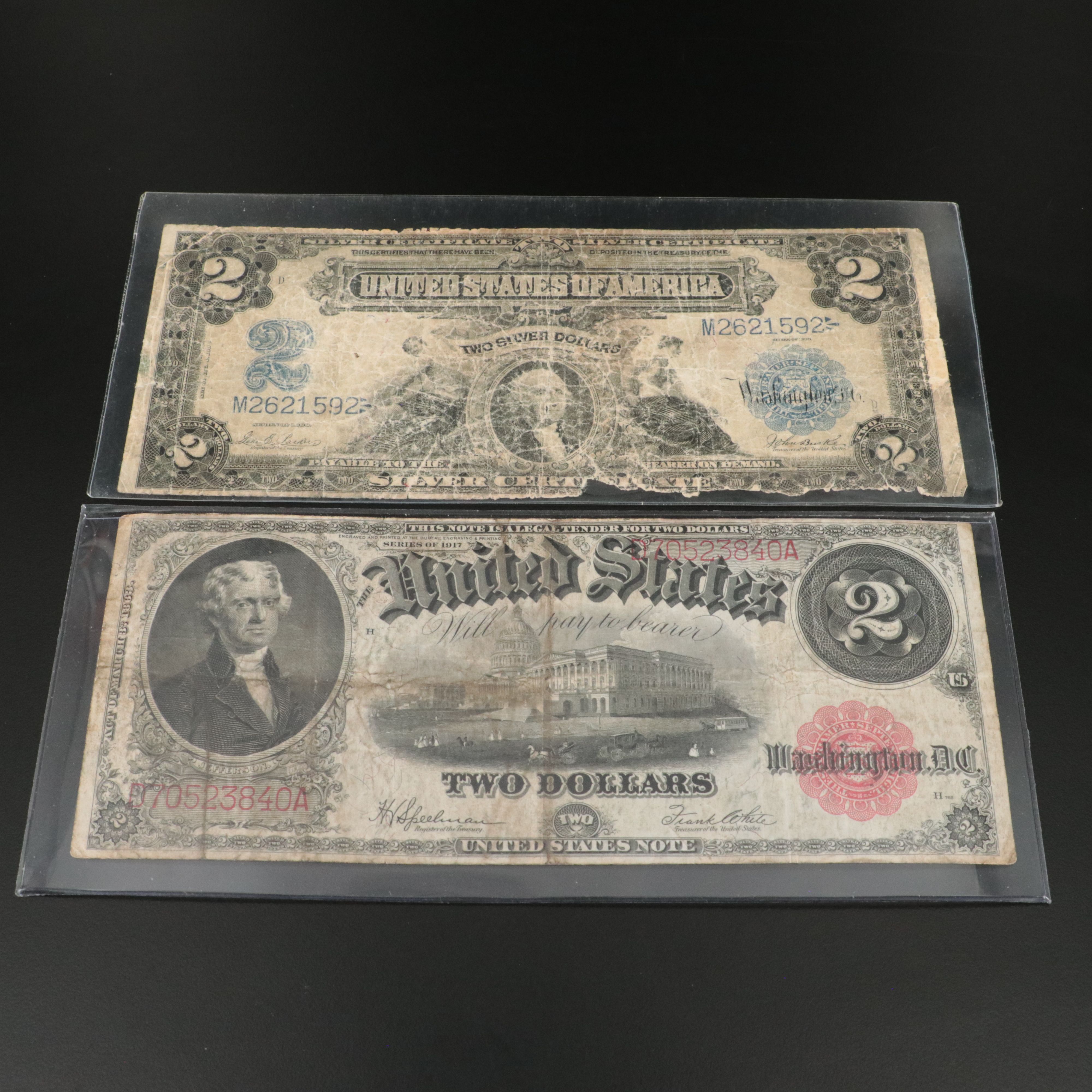 Four Different Large Size U.S. Currency Notes
