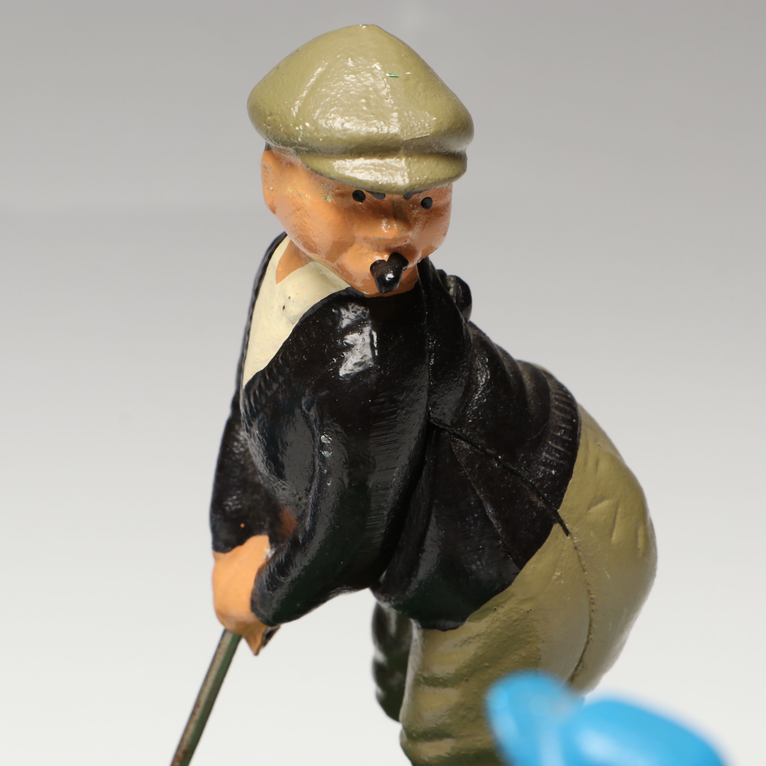 Reproduction Cold-Painted Cast Iron Uncle Sam, Golfer and Fishing Coin Banks