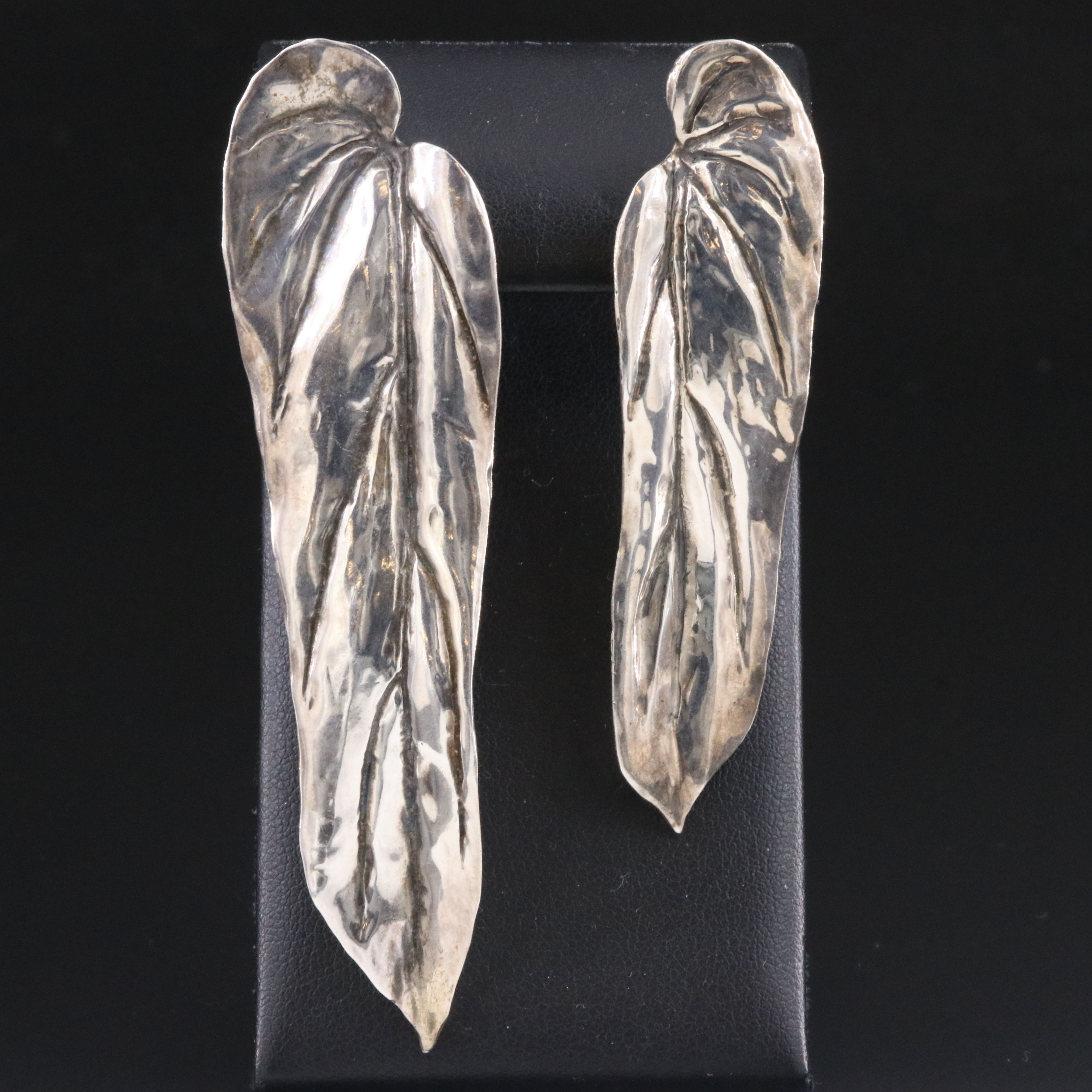 Clifton "Clif" Nicholson Sterling Lily Pad Asymmetrical Earrings