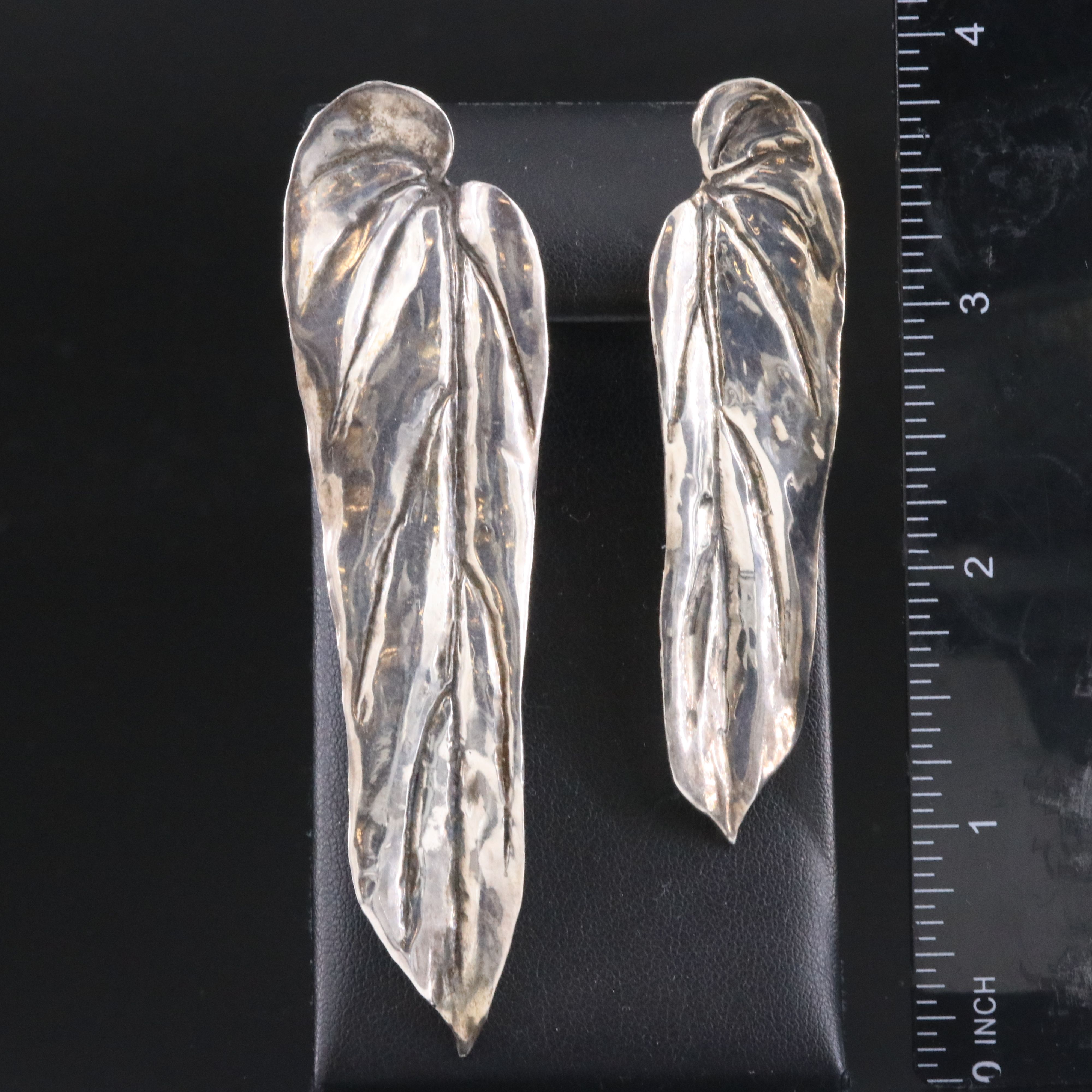 Clifton "Clif" Nicholson Sterling Lily Pad Asymmetrical Earrings